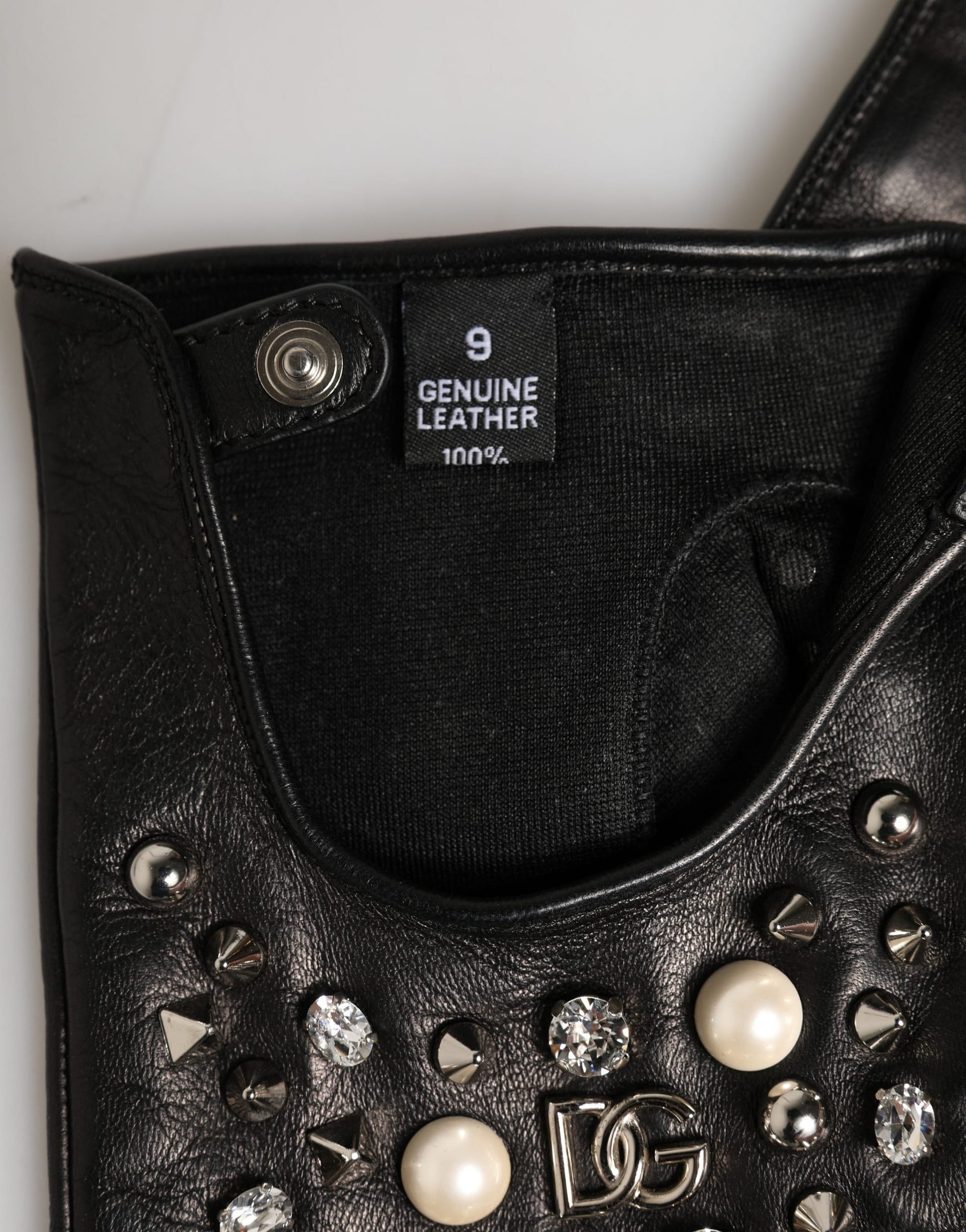 Dolce & Gabbana Black Embellished Wrist Length Mitten Women Gloves - Image 5