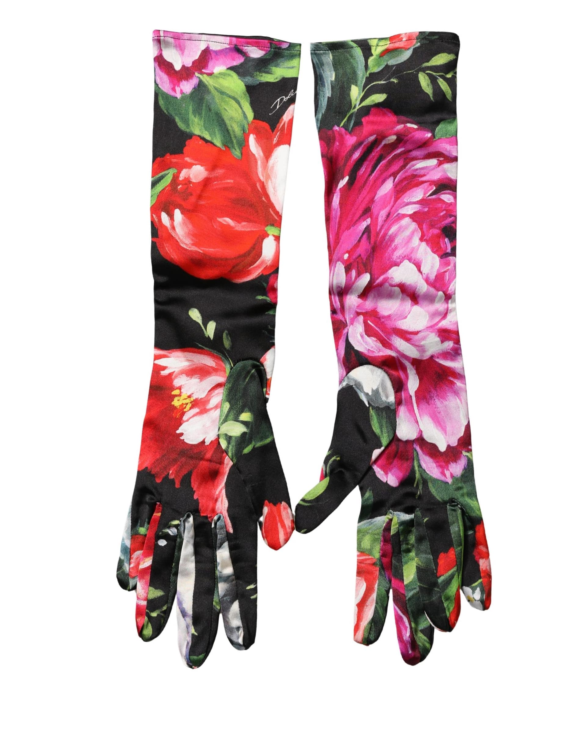 Dolce & Gabbana Multicolor Floral Print Elbow Length Women Gloves - Image 2
