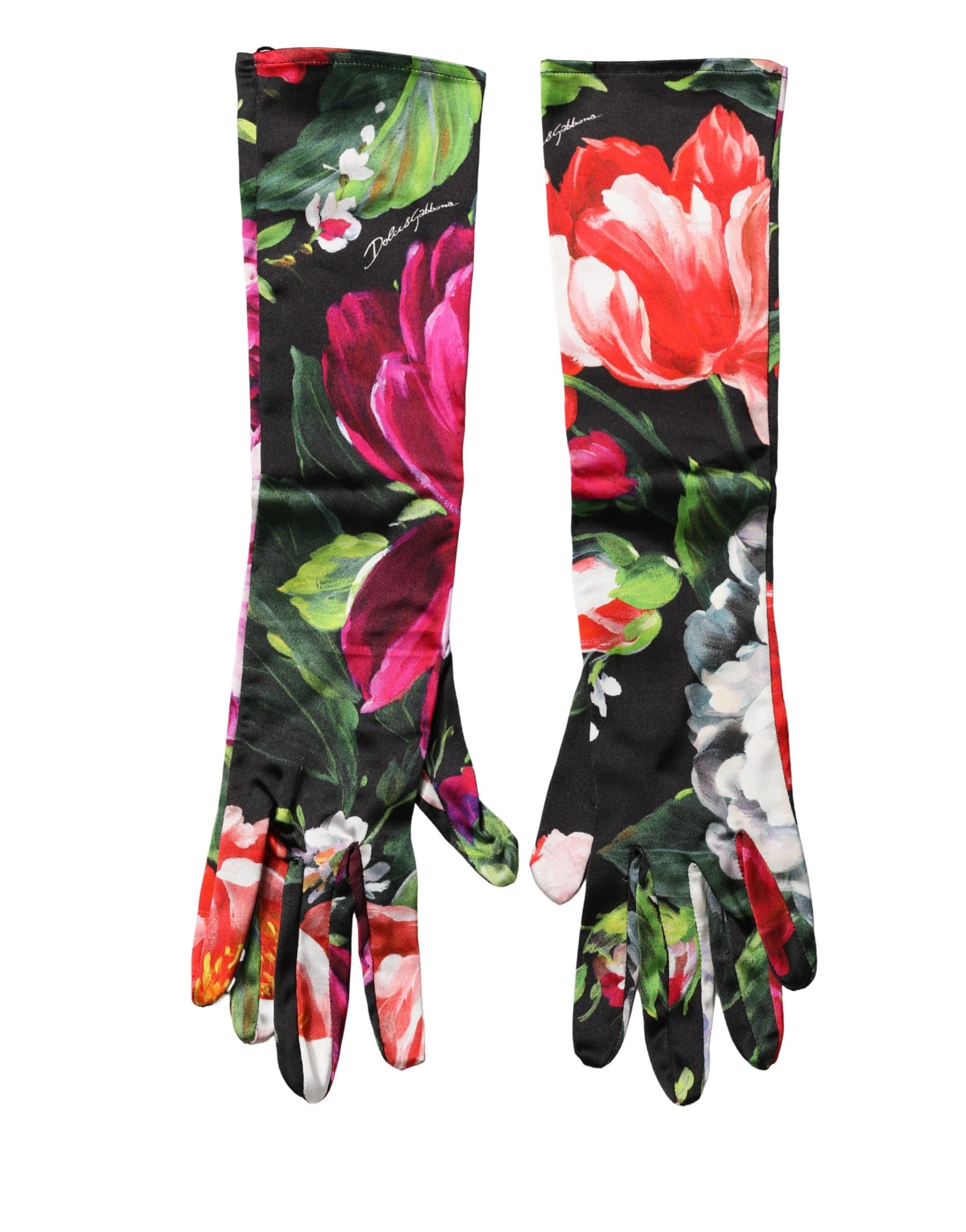 Dolce & Gabbana Multicolor Floral Print Elbow Length Women Gloves - Image 3