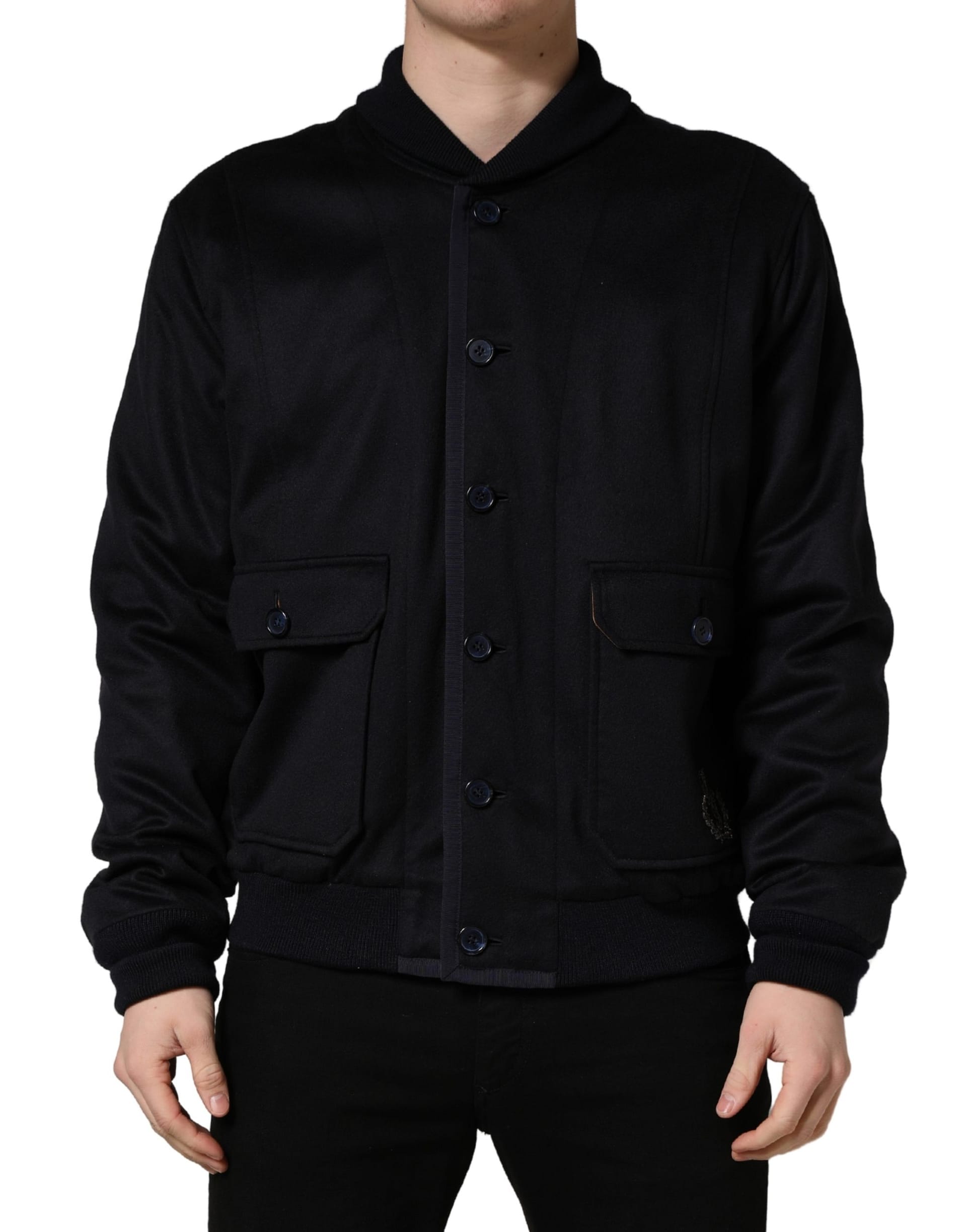 Dolce & Gabbana Black Cashmere Knitted Button Down Jacket