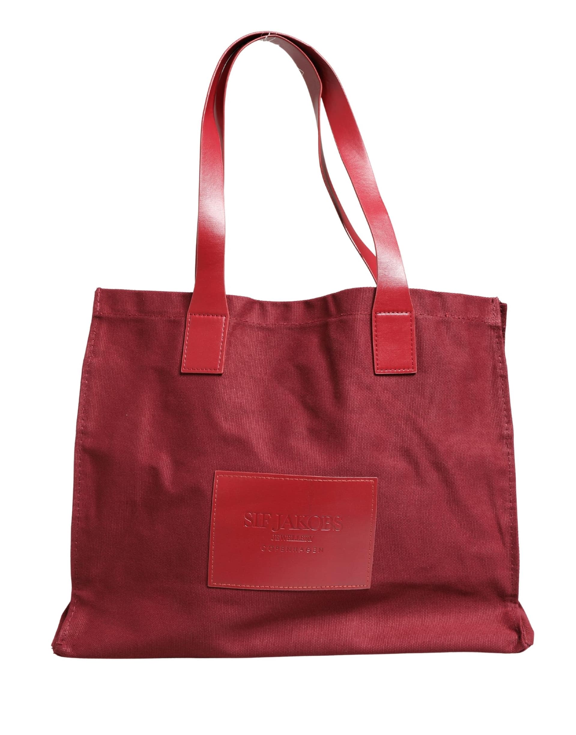 SIF JAKOBS Burgundy Cotton Canvas Shopping Tote Women Borse Jewellery Bag - Image 2