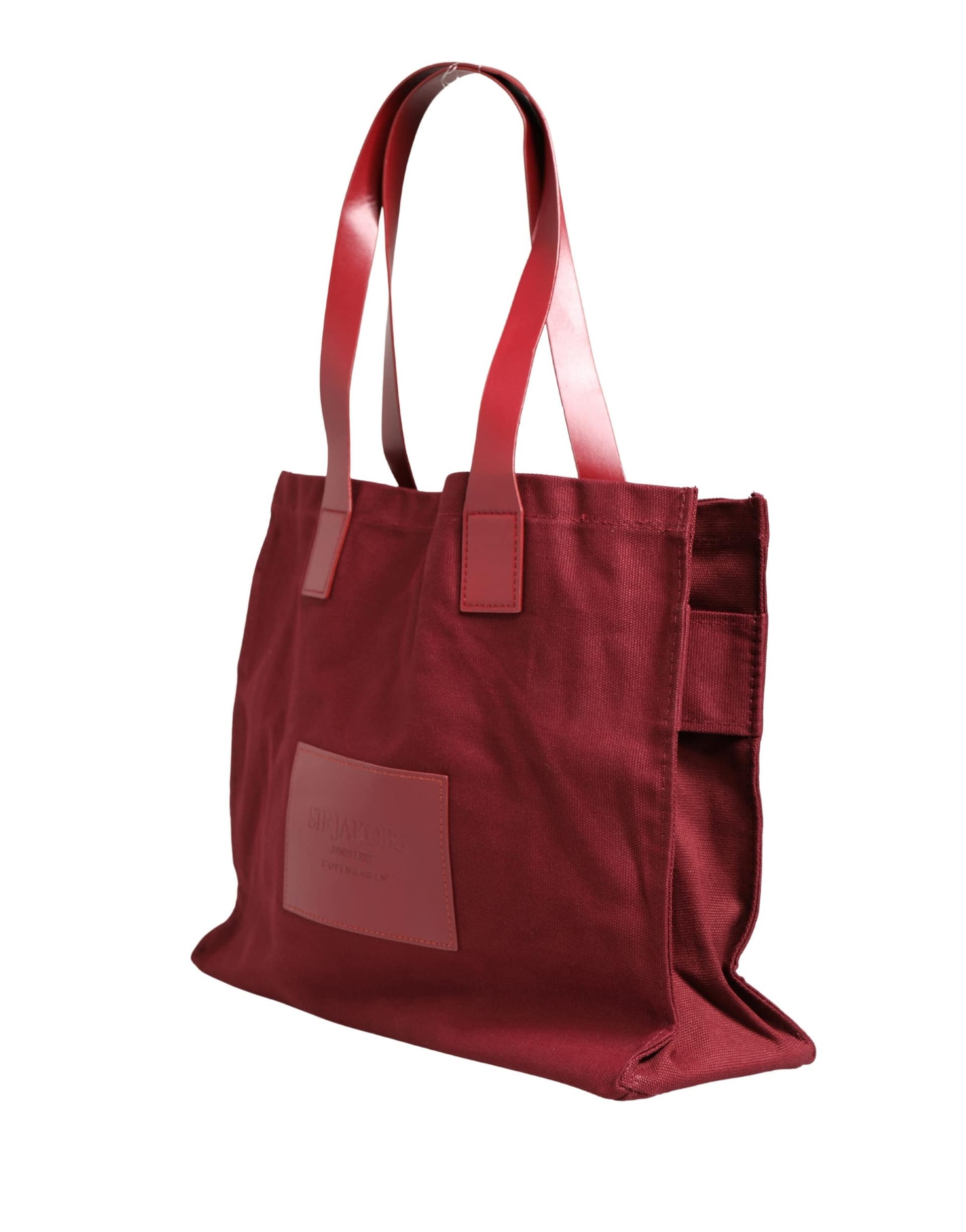 SIF JAKOBS Burgundy Cotton Canvas Shopping Tote Women Borse Jewellery Bag - Image 3