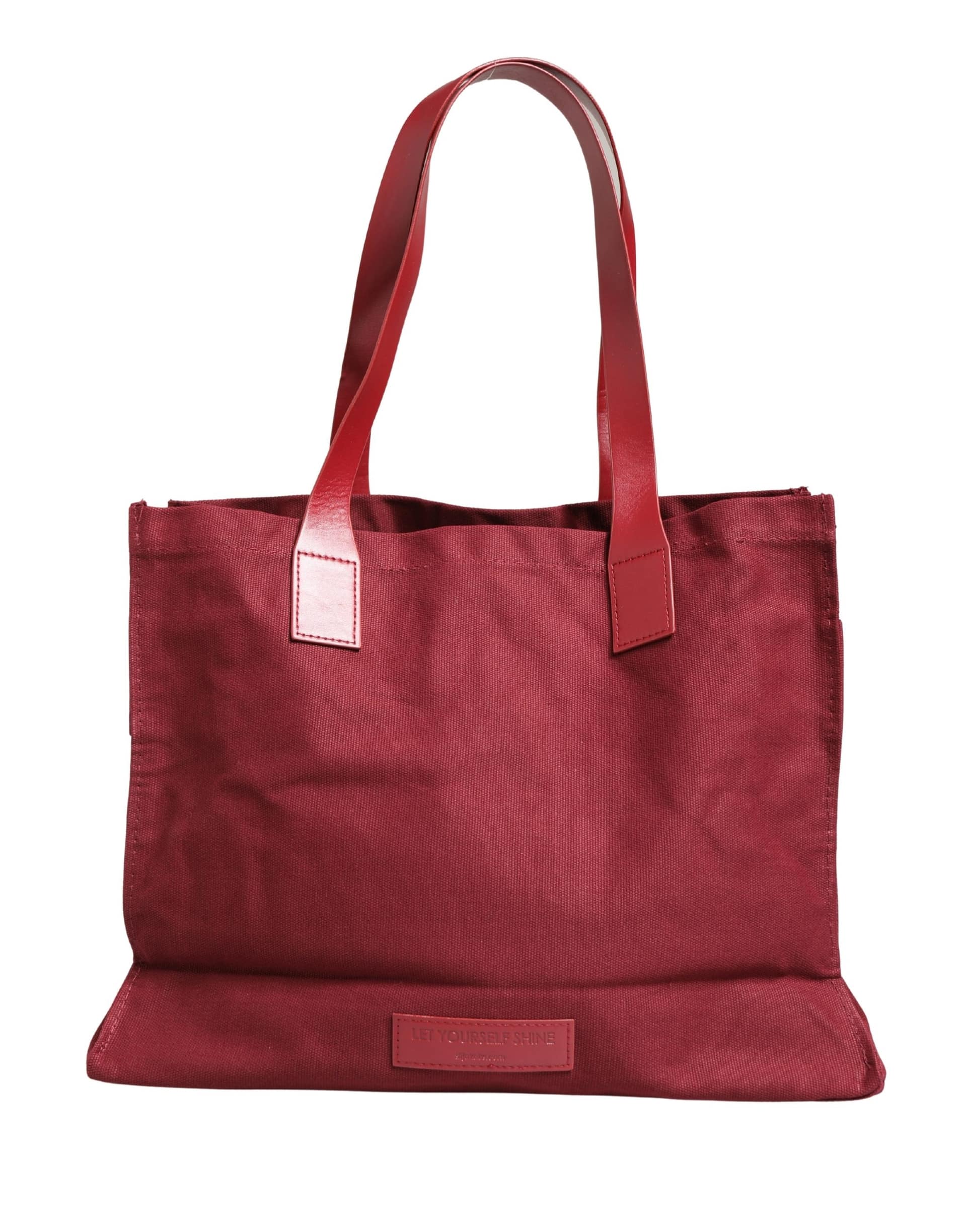 SIF JAKOBS Burgundy Cotton Canvas Shopping Tote Women Borse Jewellery Bag - Image 4