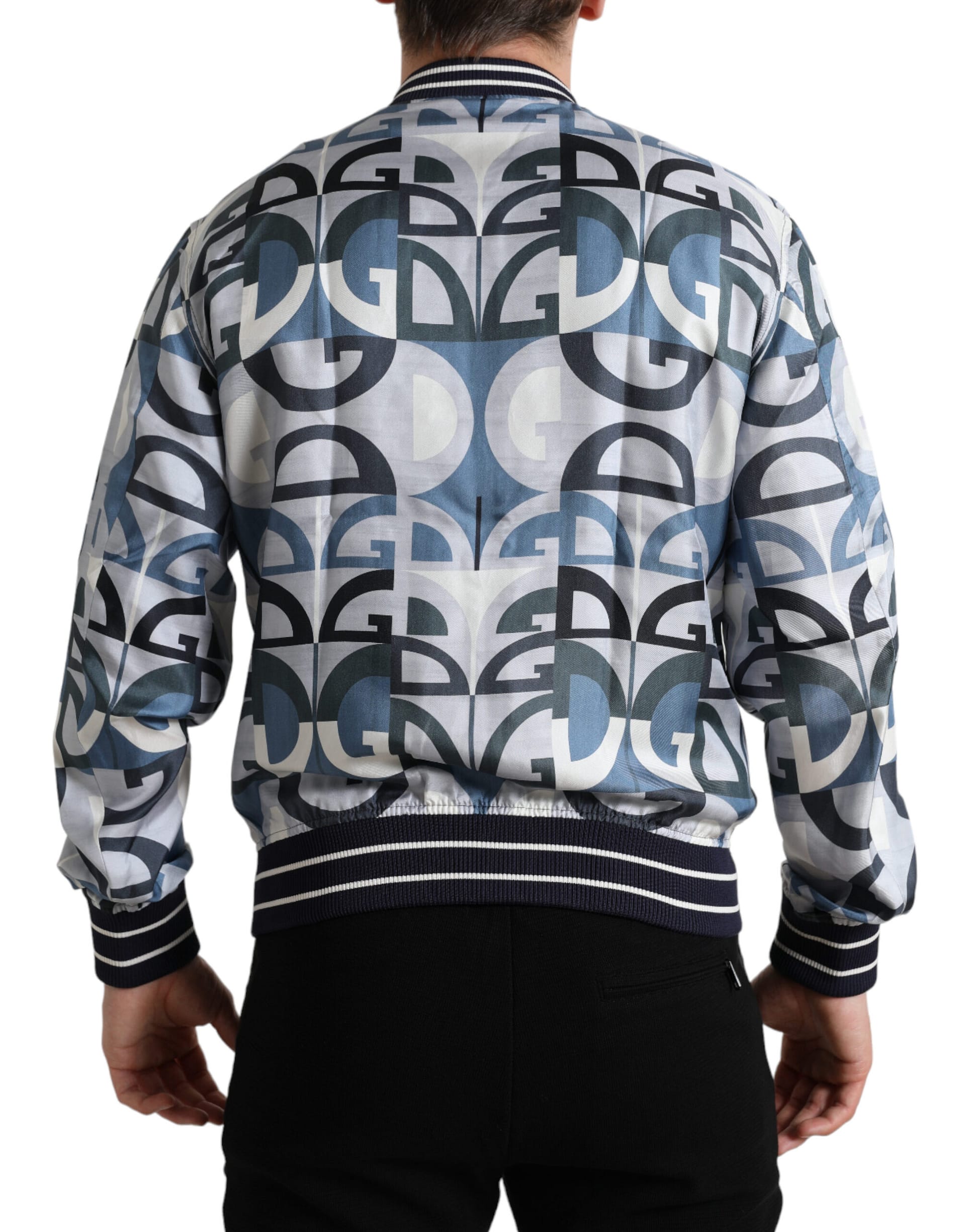 Dolce & Gabbana Multicolor Logo Print Bomber Blouson Jacket - Image 2