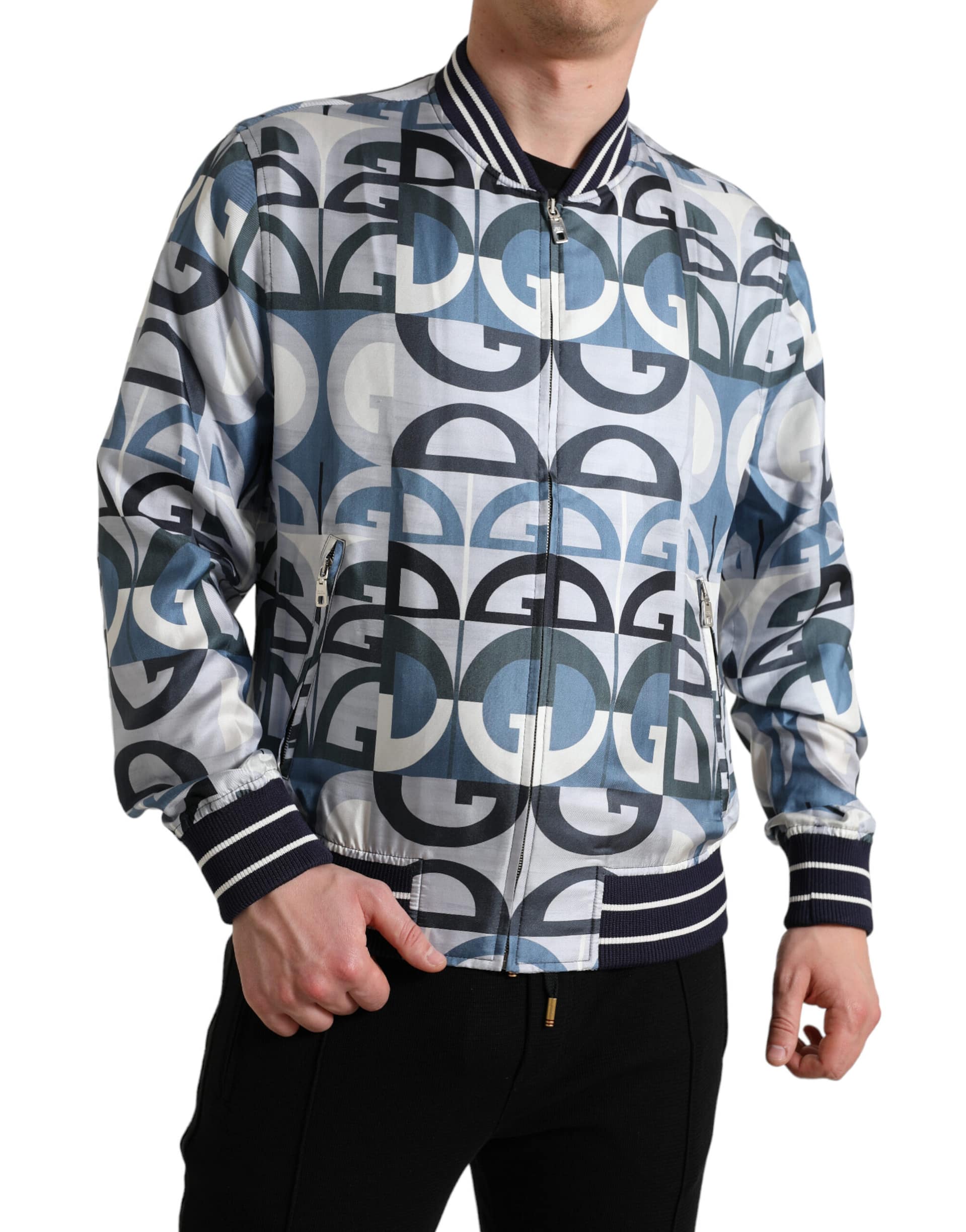 Dolce & Gabbana Multicolor Logo Print Bomber Blouson Jacket - Image 3
