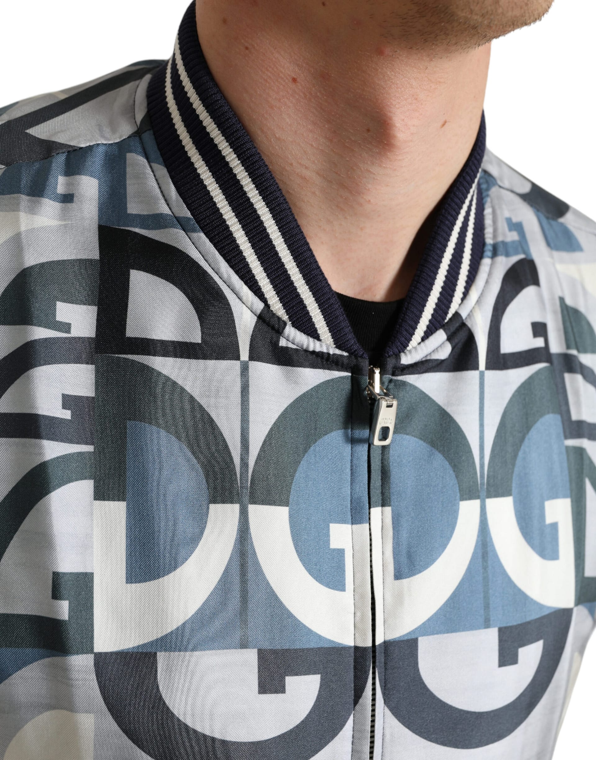 Dolce & Gabbana Multicolor Logo Print Bomber Blouson Jacket - Image 4