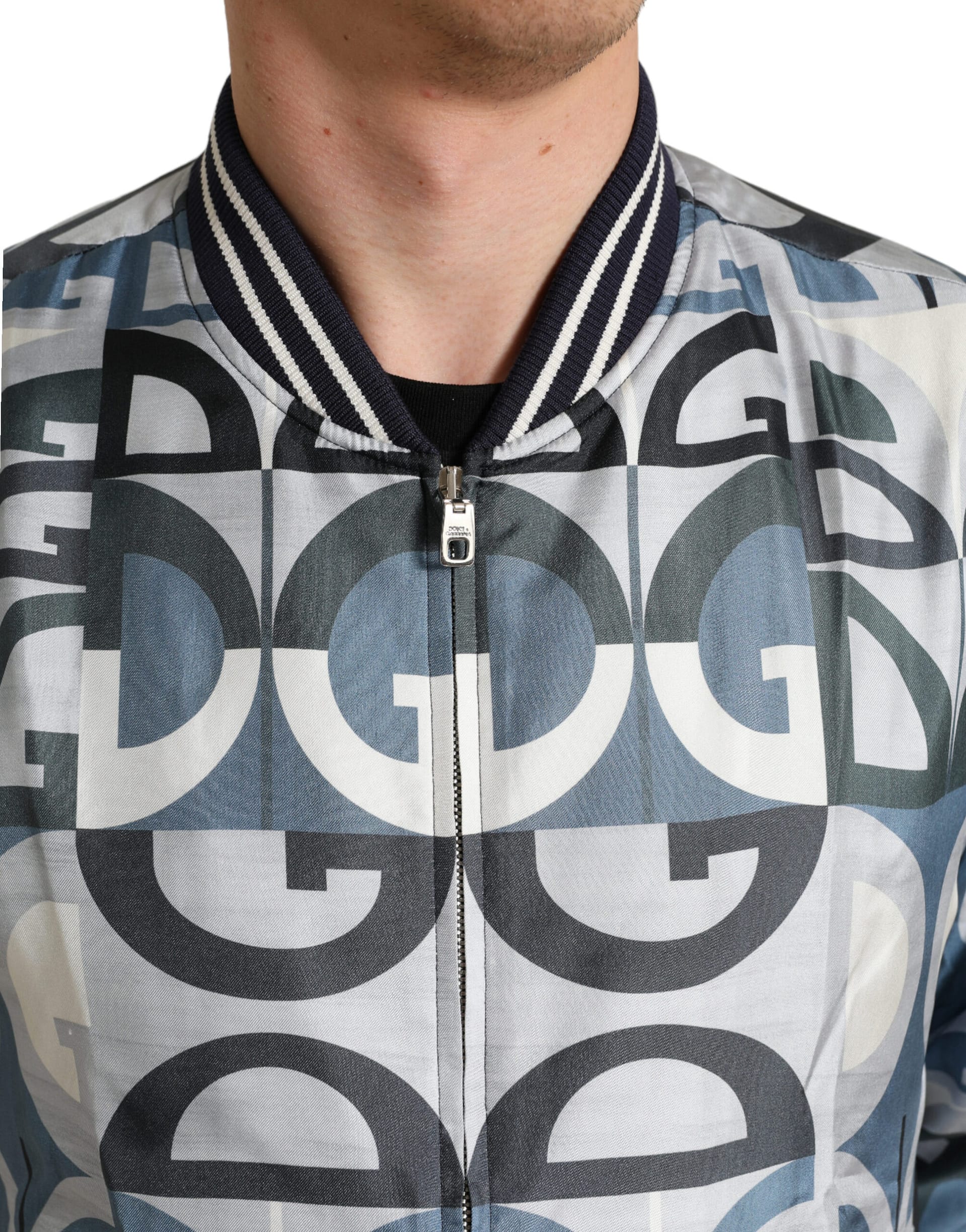 Dolce & Gabbana Multicolor Logo Print Bomber Blouson Jacket - Image 5