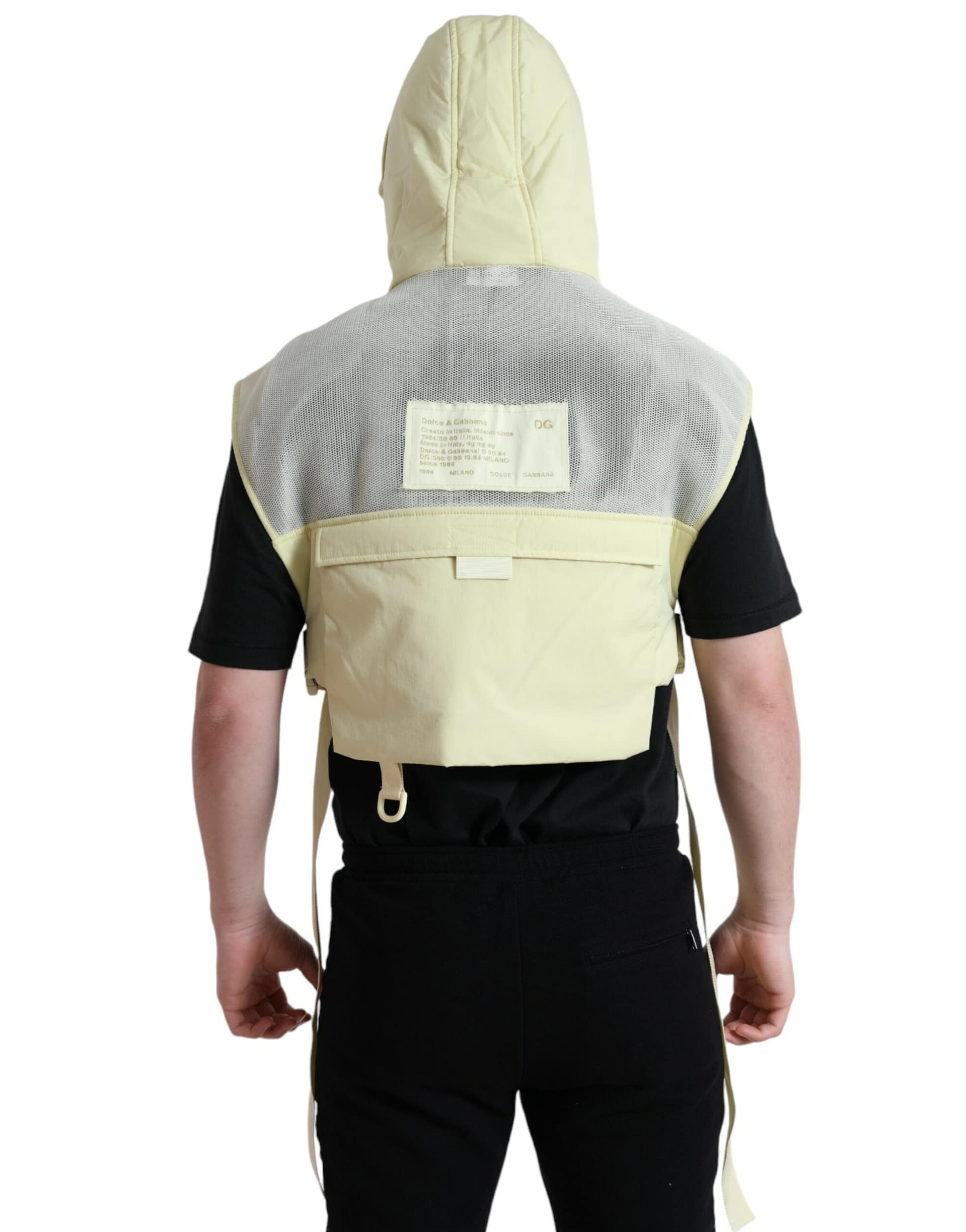 Dolce & Gabbana Yellow Nylon Hooded Sportswear Vest Jacket - Image 3