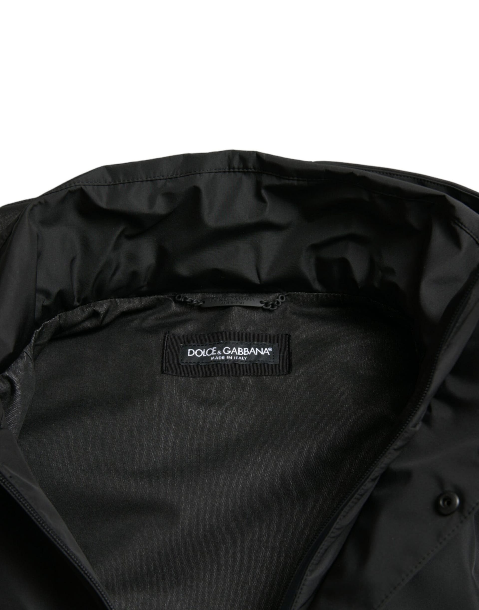 Dolce & Gabbana Black Polyester Logo Plaque Hooded Jacket - Image 6