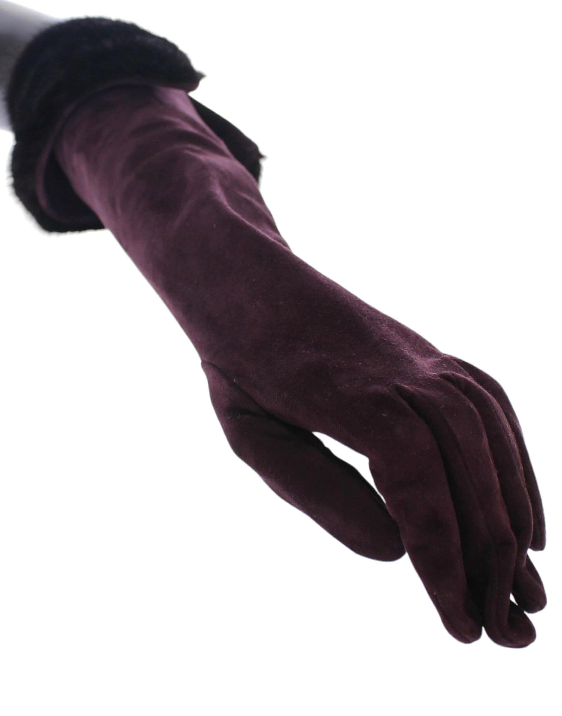 Dolce & Gabbana Purple Mink Fur Goatskin Suede Leather Gloves - Image 3