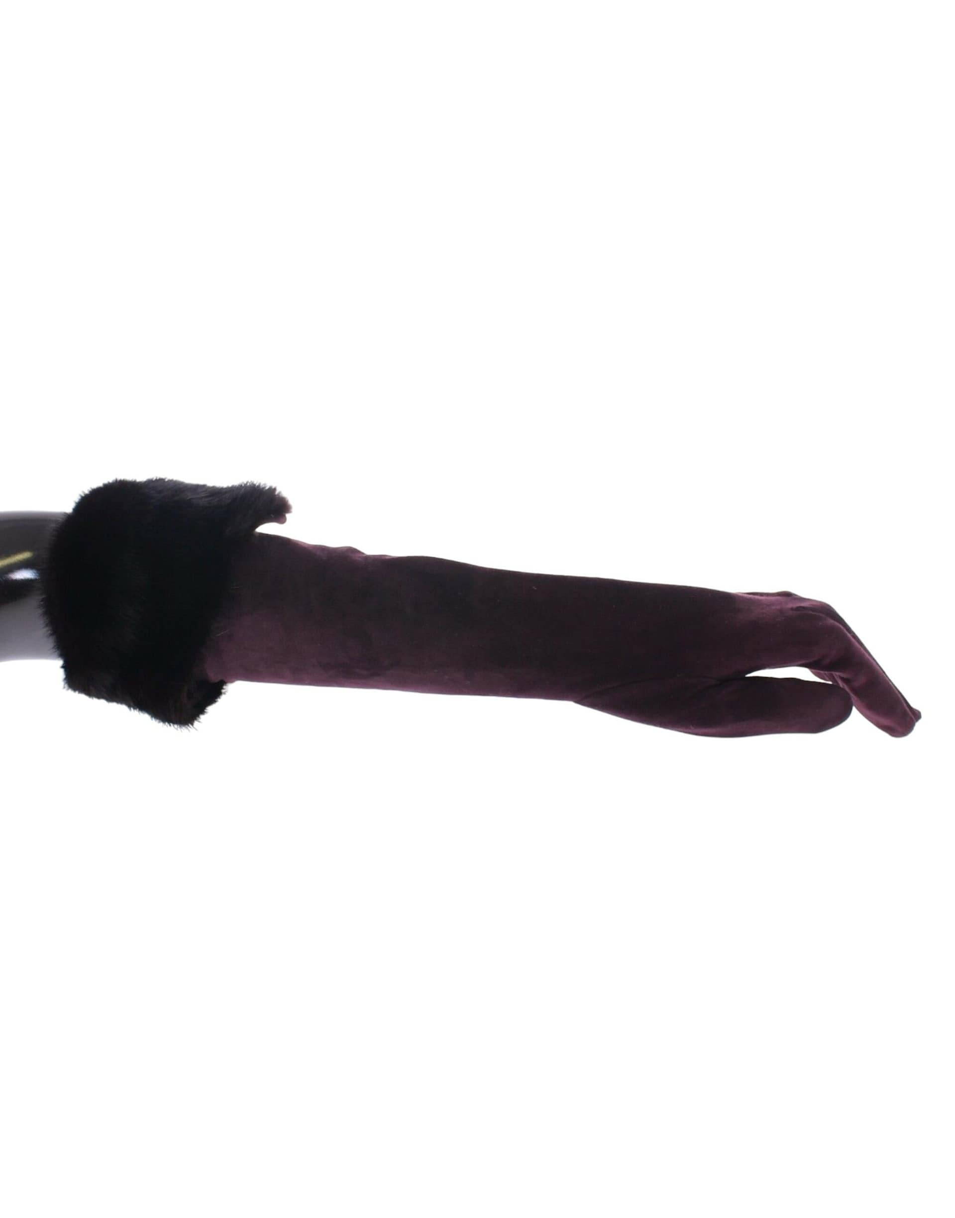 Dolce & Gabbana Purple Mink Fur Goatskin Suede Leather Gloves - Image 2