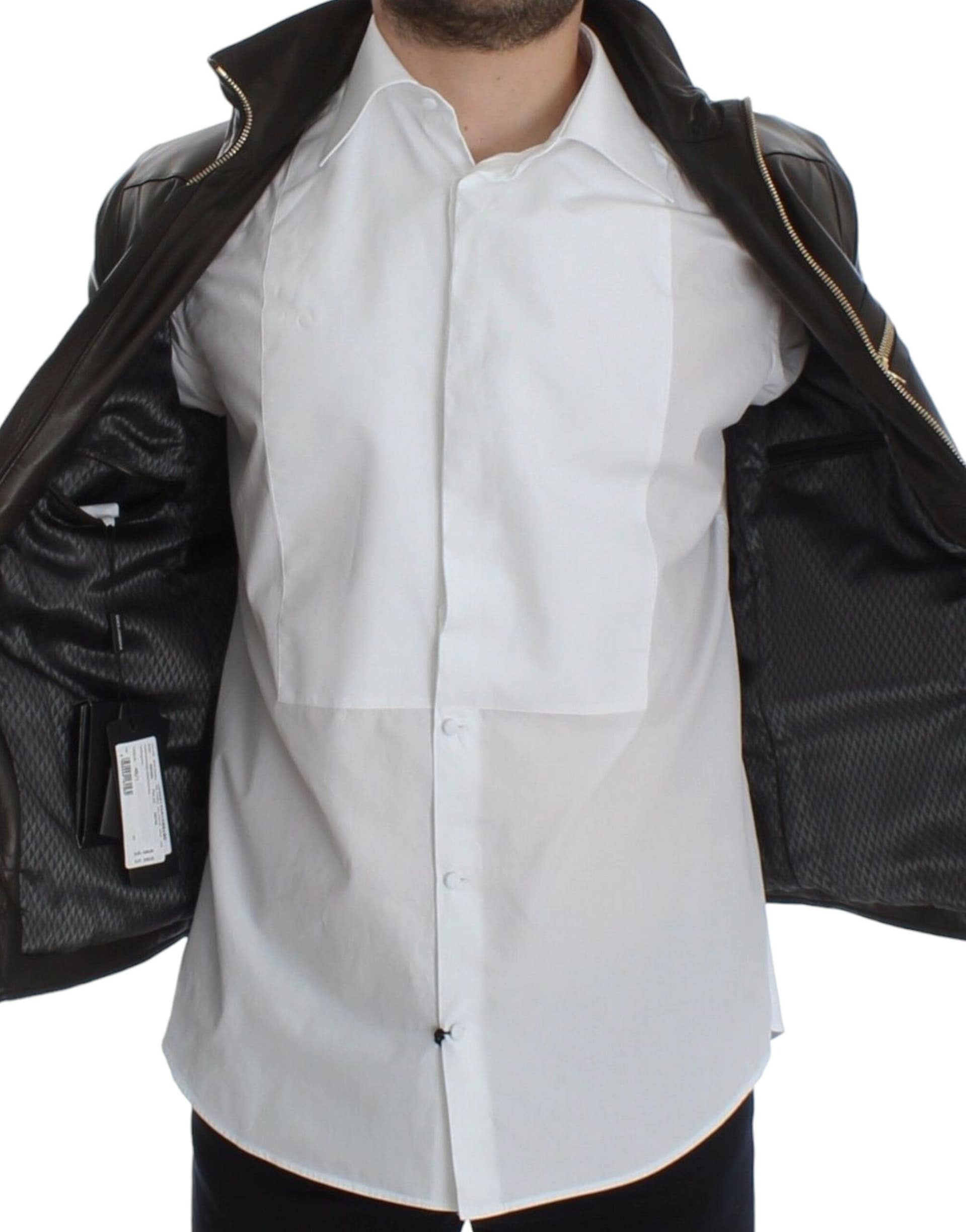 Dolce & Gabbana Brown Lambskin Leather Zipper Jacket - Image 4