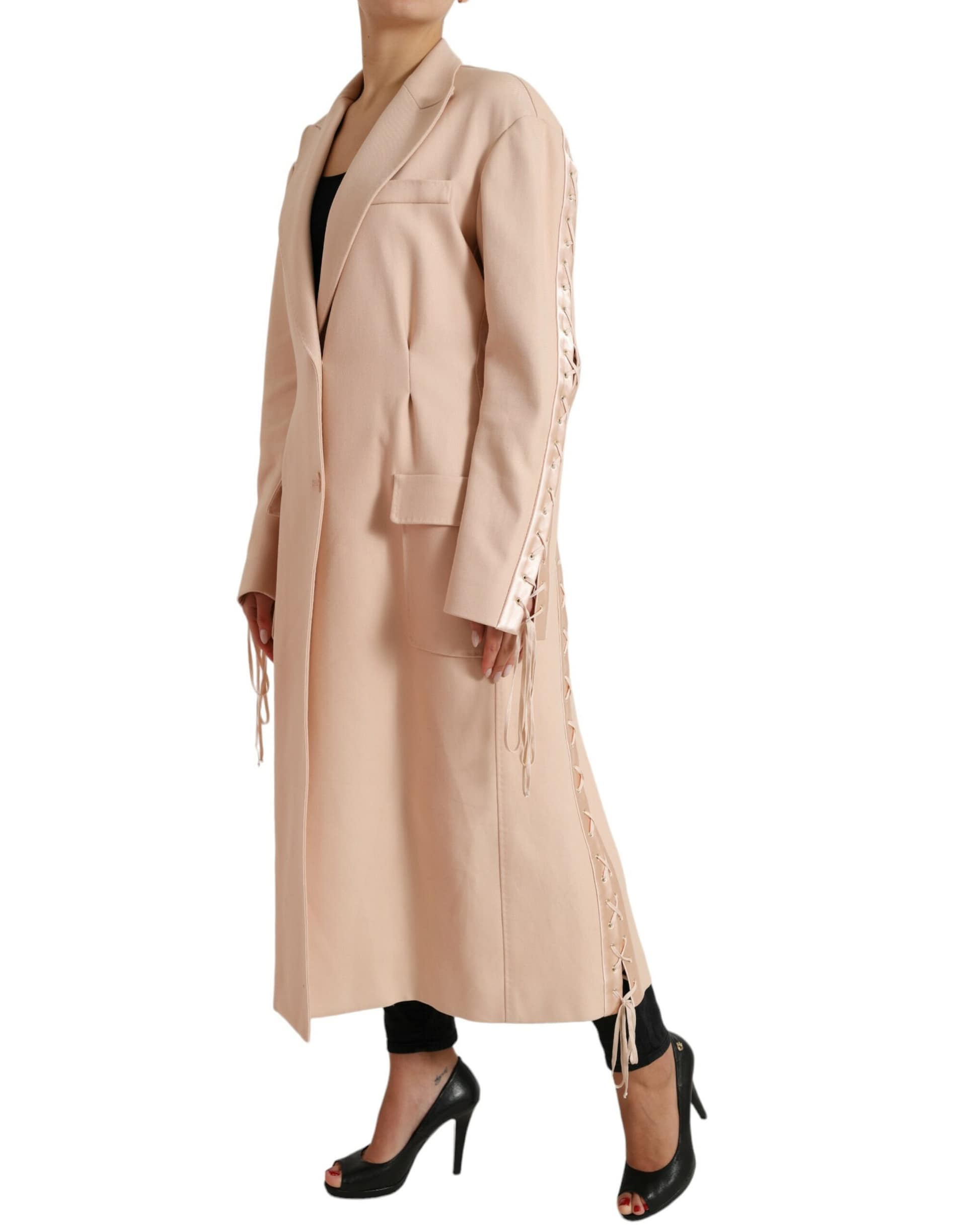 Dolce & Gabbana Beige Cotton Single Breasted Long Coat Jacket - Image 2