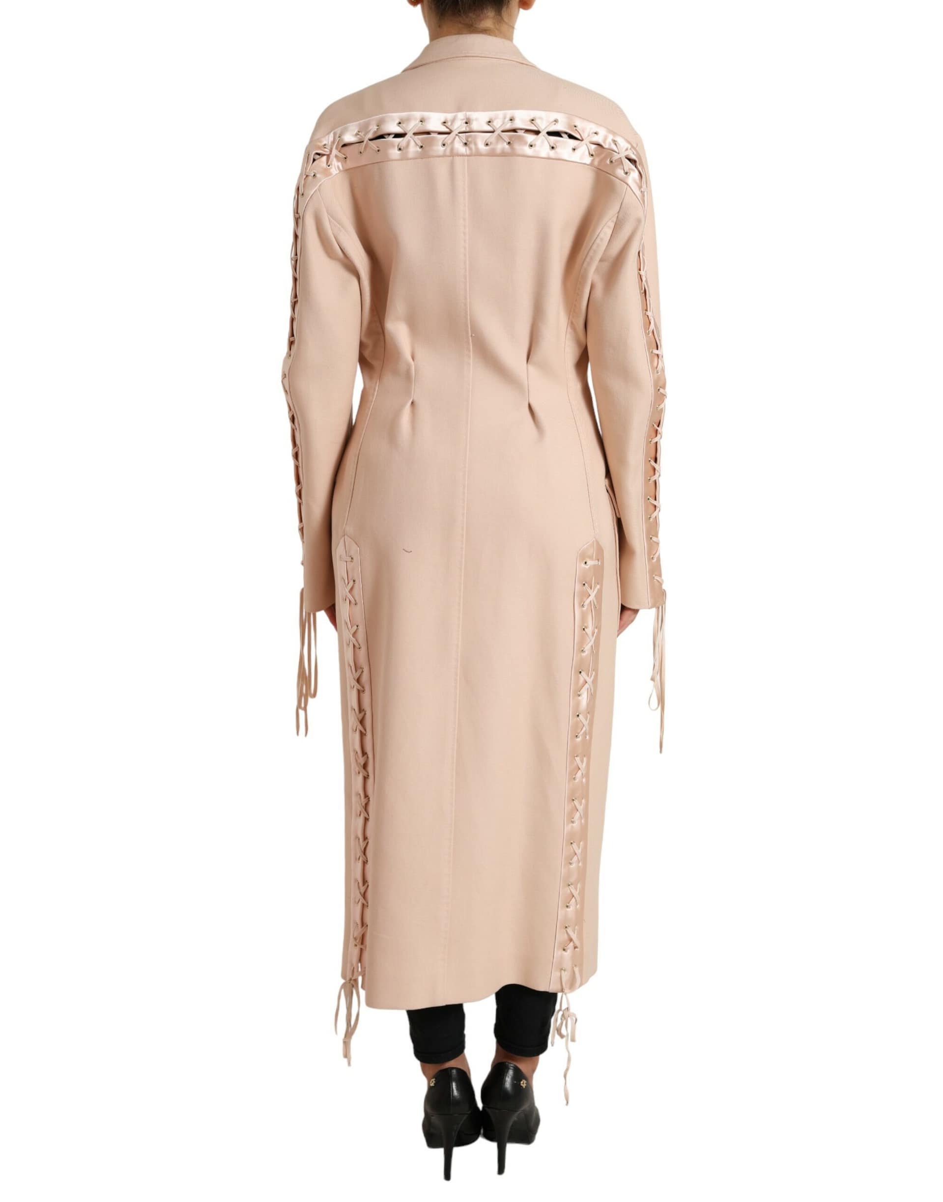 Dolce & Gabbana Beige Cotton Single Breasted Long Coat Jacket - Image 3