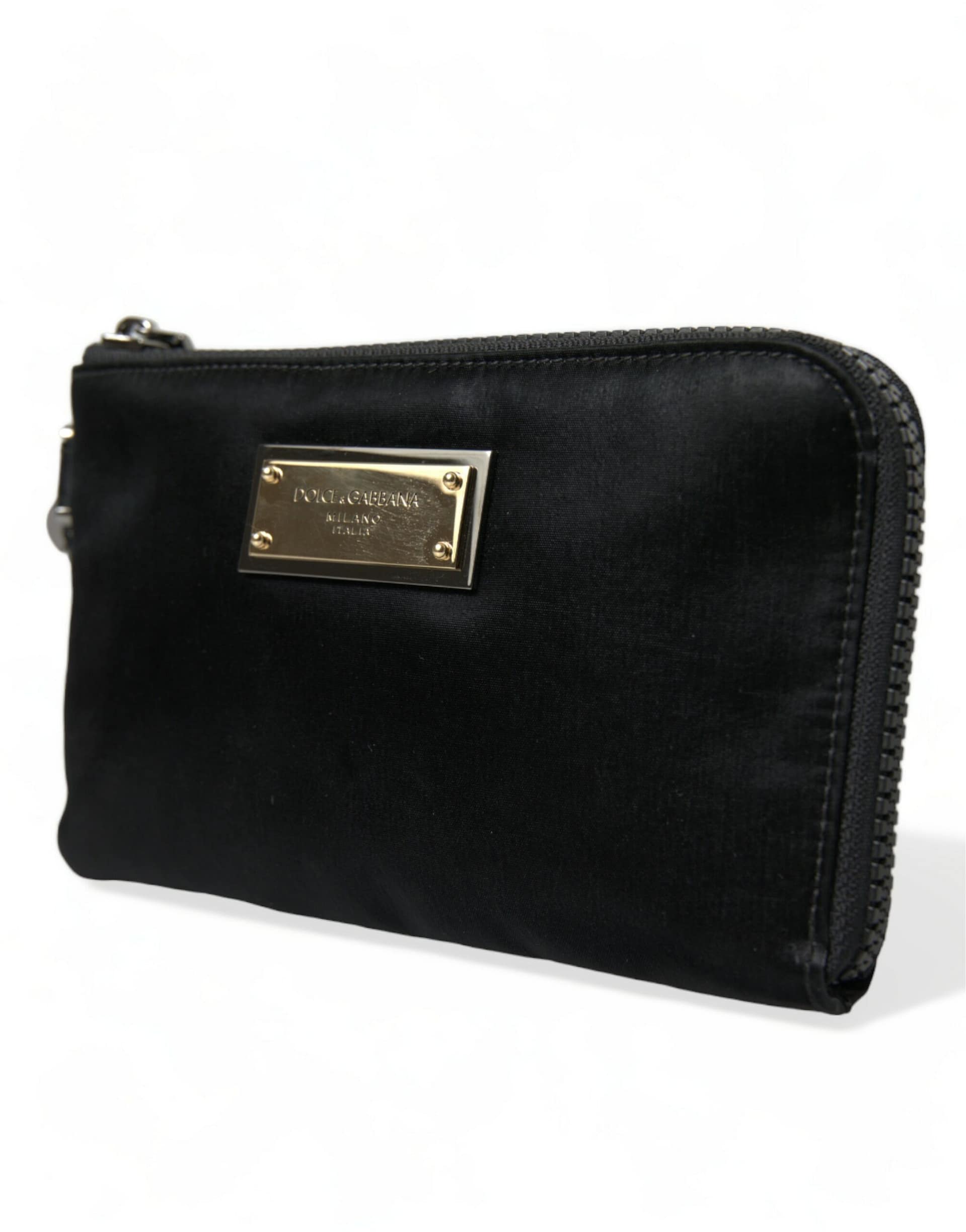 Dolce & Gabbana Black Nylon Logo Plaque Keyring Pouch Clutch Bag - Image 2