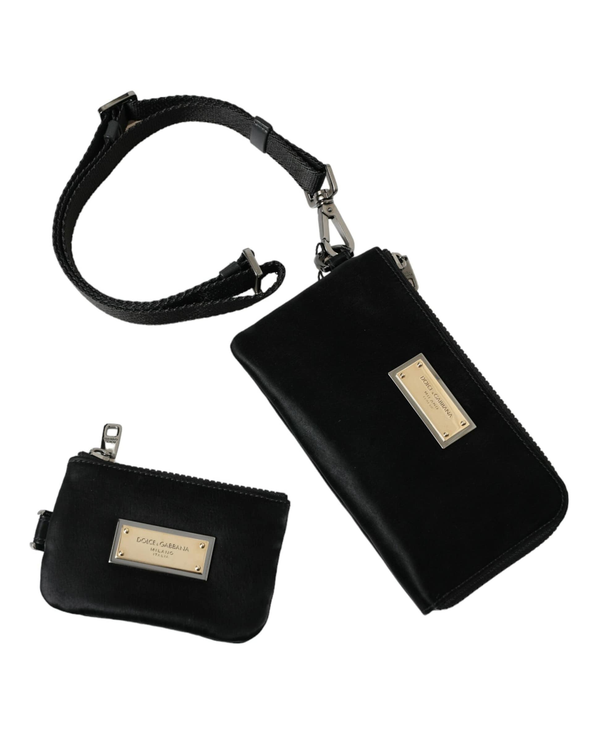 Dolce & Gabbana Black Nylon Logo Plaque Keyring Pouch Clutch Bag - Image 6