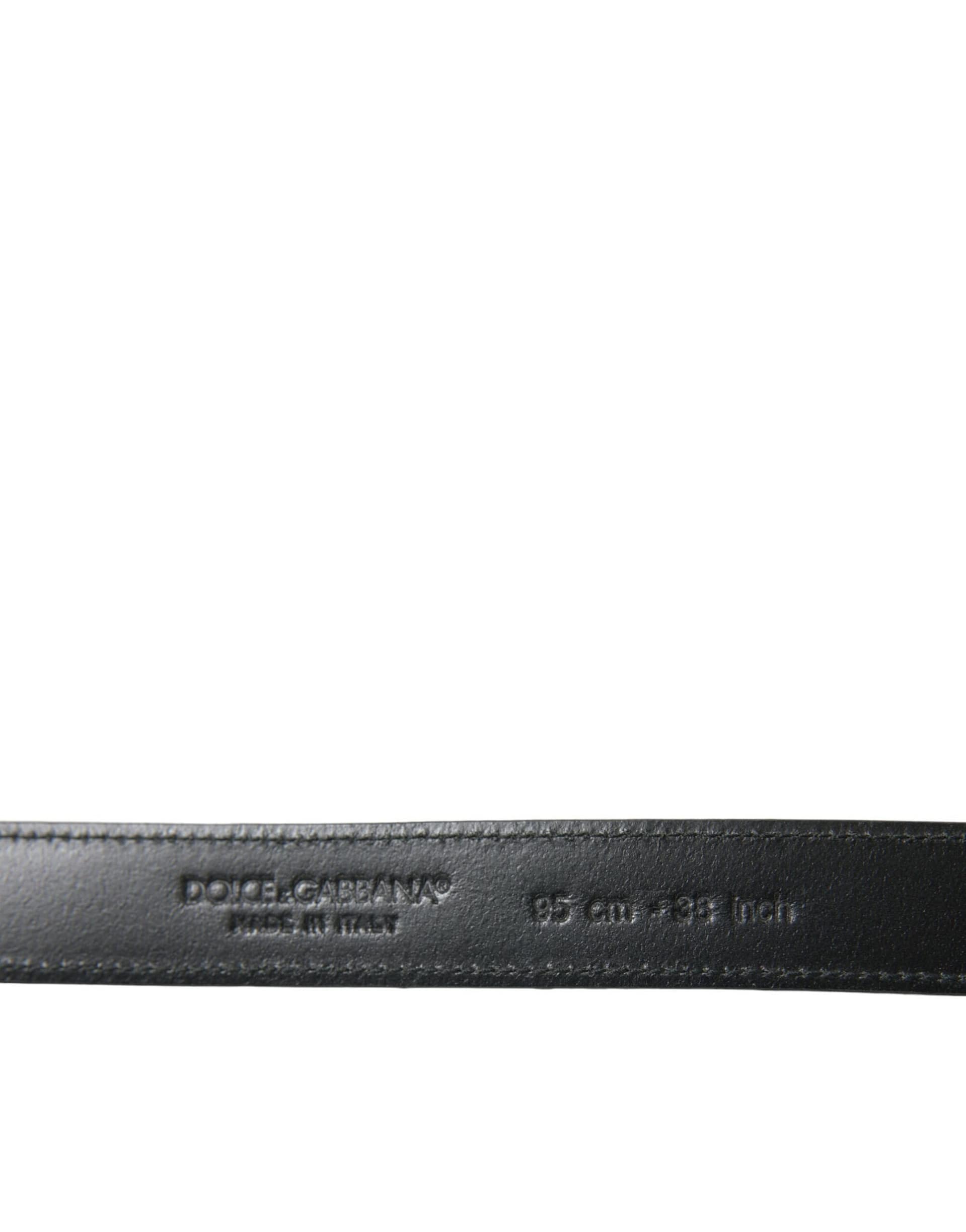 Dolce & Gabbana Black Leather Silver Metal Buckle Belt - Image 2