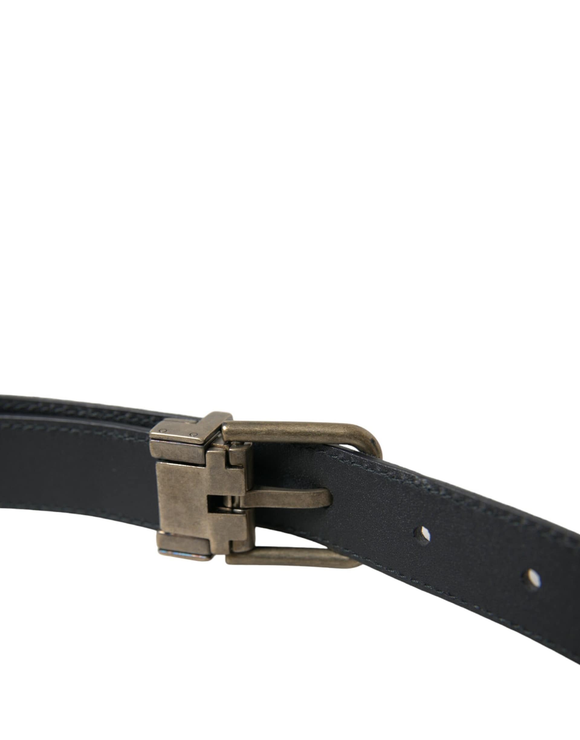 Dolce & Gabbana Blue Suede Leather Gold Metal Buckle Belt - Image 5
