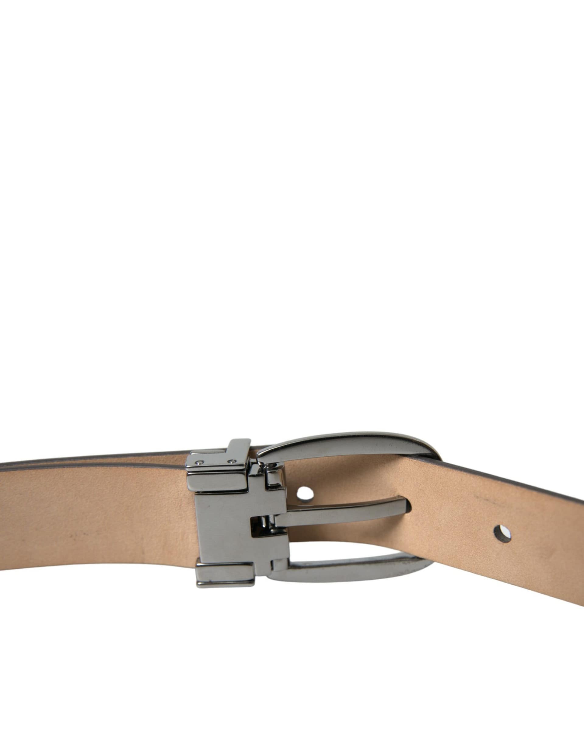 Dolce & Gabbana Dark Brown Leather Silver Metal Buckle Belt - Image 4