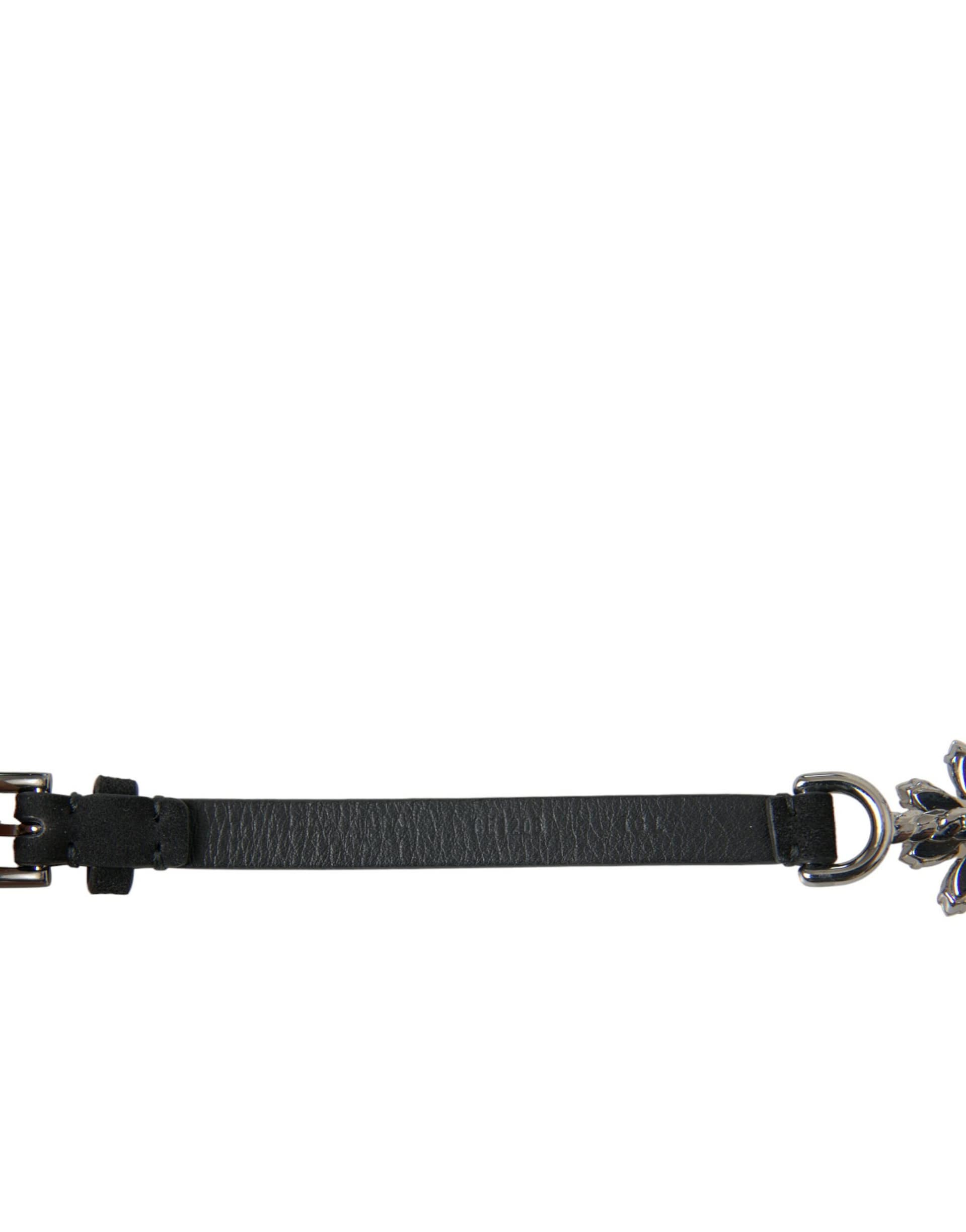 Dolce & Gabbana Black Daisy Crystal Dauphine Waist Belt - Image 3