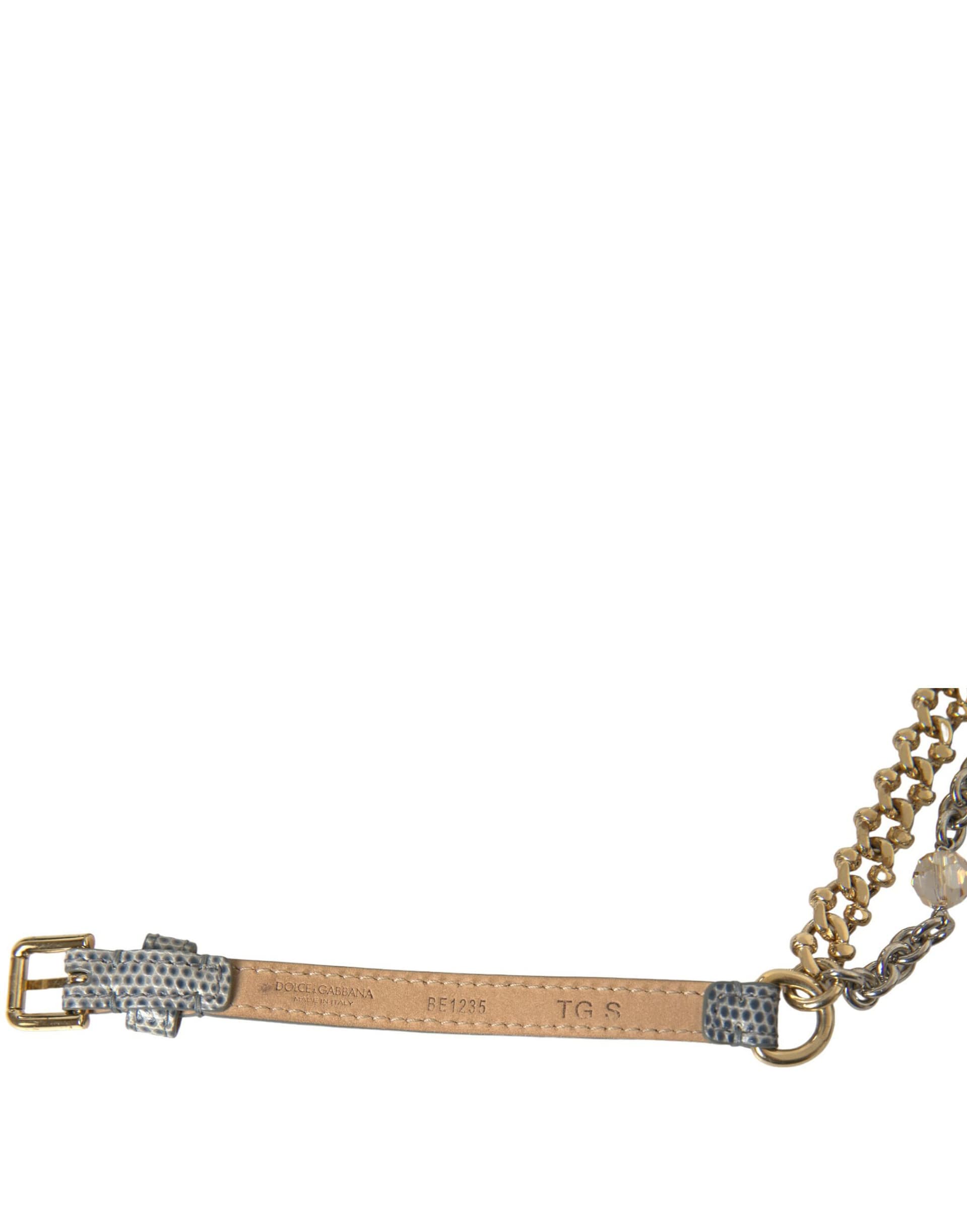 Dolce & Gabbana Blue Braided Gold Brass Chain Waist Belt - Image 4