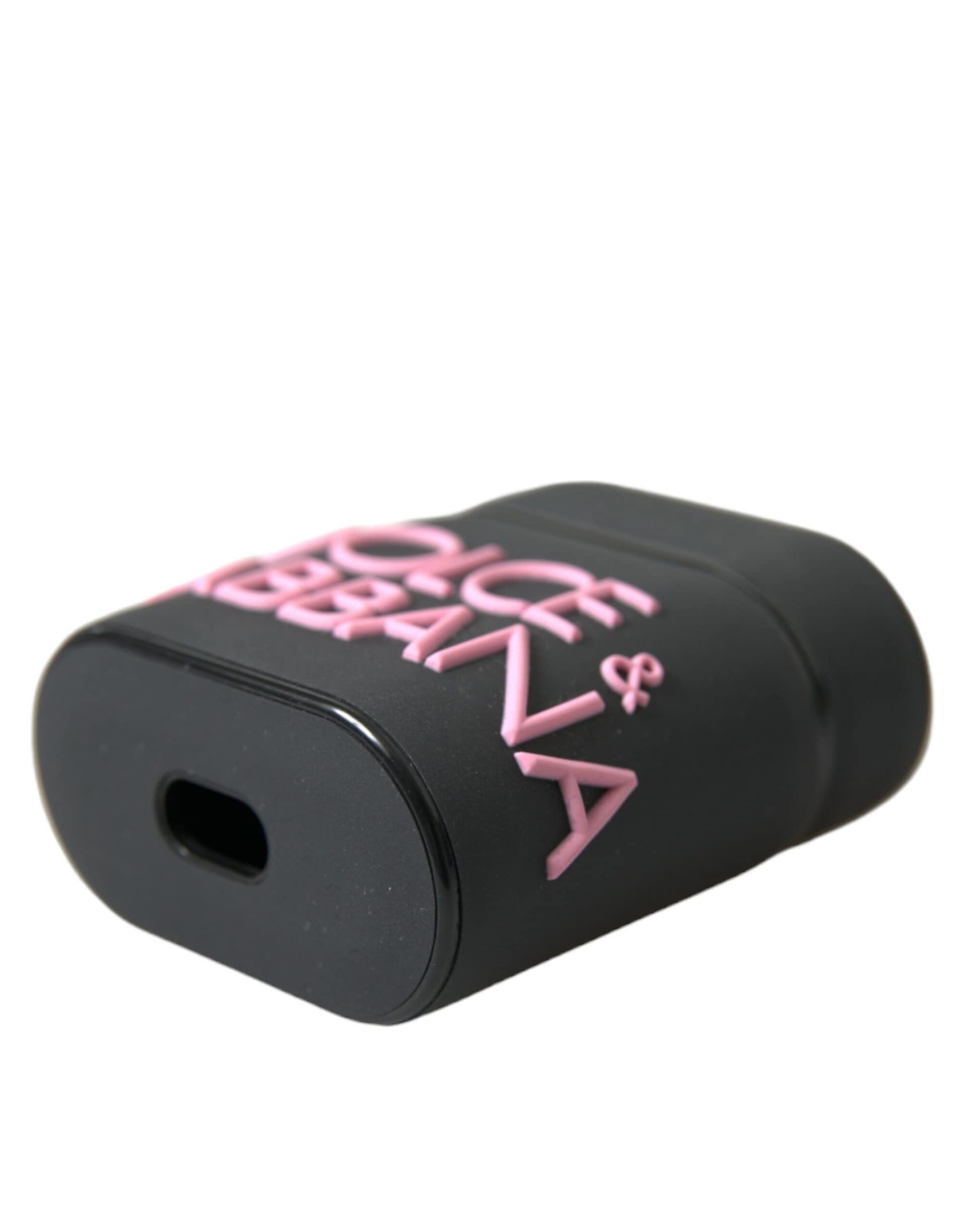 Dolce & Gabbana Black Pink Silicone Embossed Logo Airpods Case - Image 4