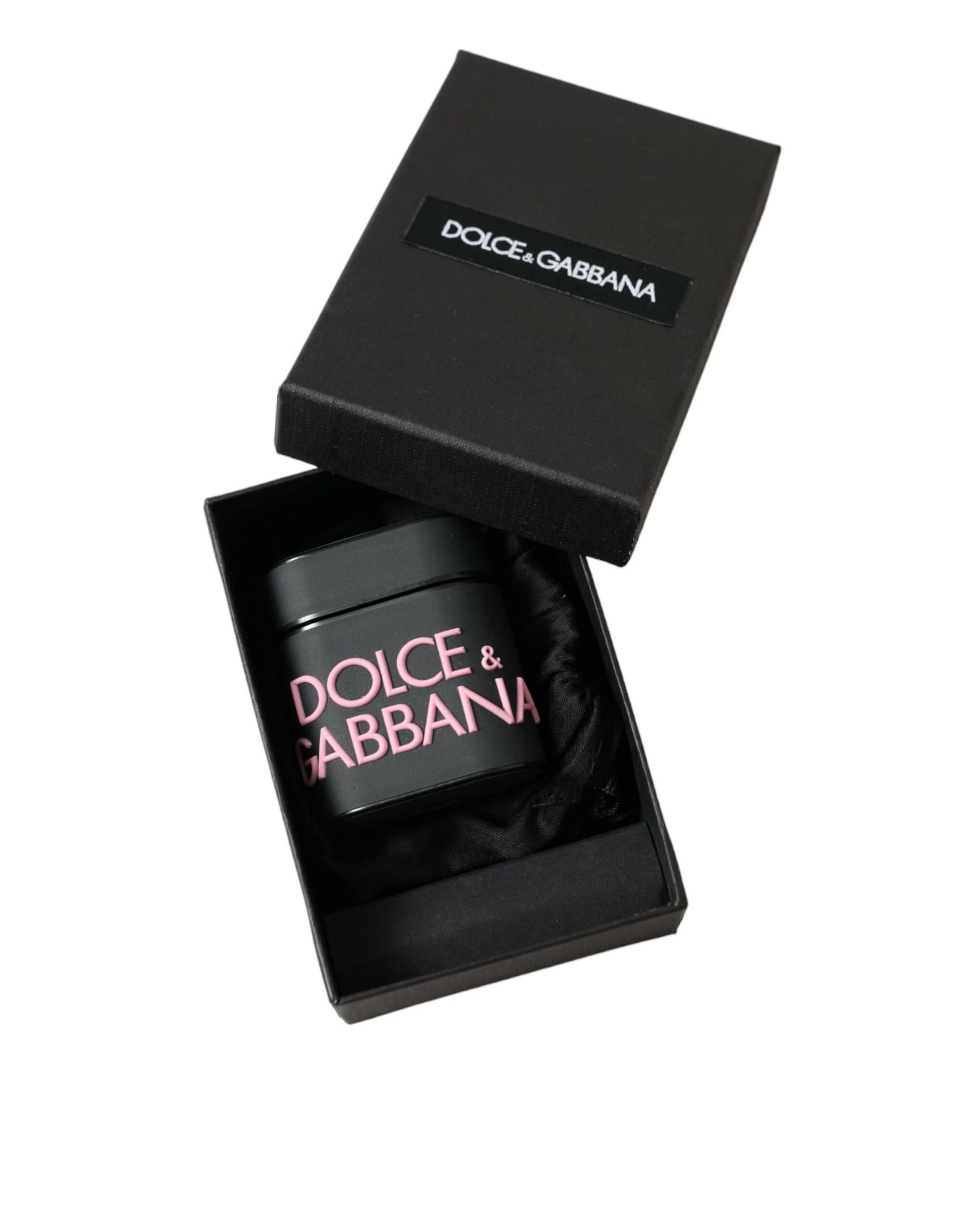 Dolce & Gabbana Black Pink Silicone Embossed Logo Airpods Case - Image 6