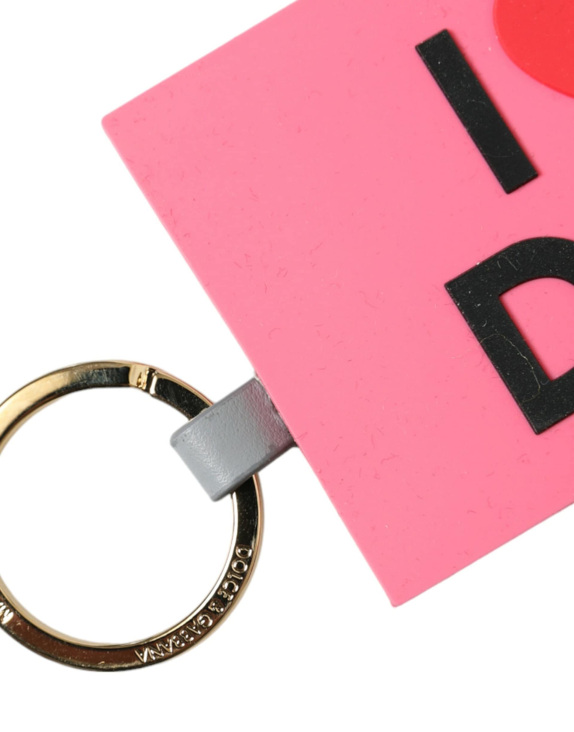 Dolce & Gabbana Pink Silicone DG Logo Gold Brass Keychain - Image 2