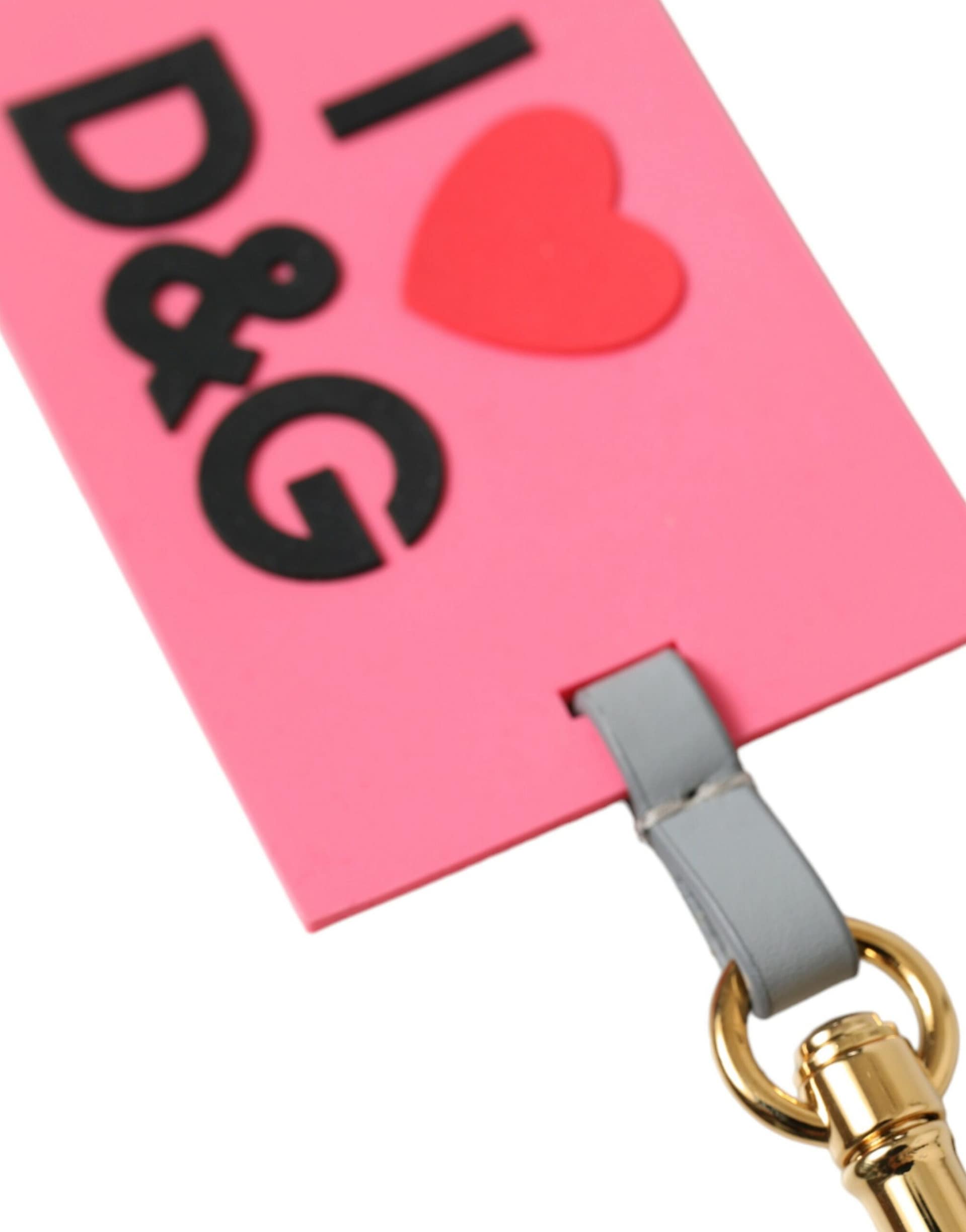 Dolce & Gabbana Pink Silicone DG Logo Gold Brass Keychain - Image 3
