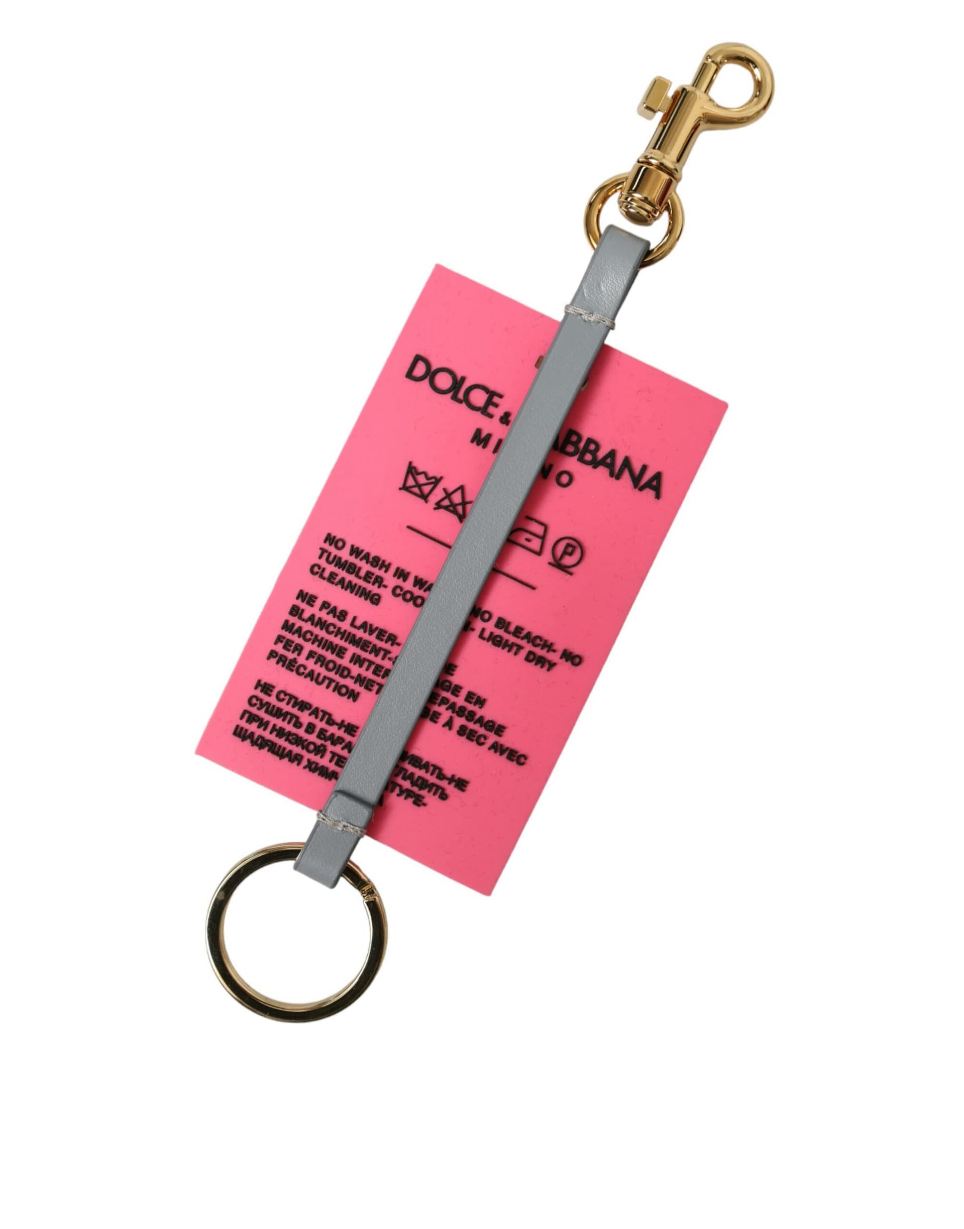 Dolce & Gabbana Pink Silicone DG Logo Gold Brass Keychain - Image 4