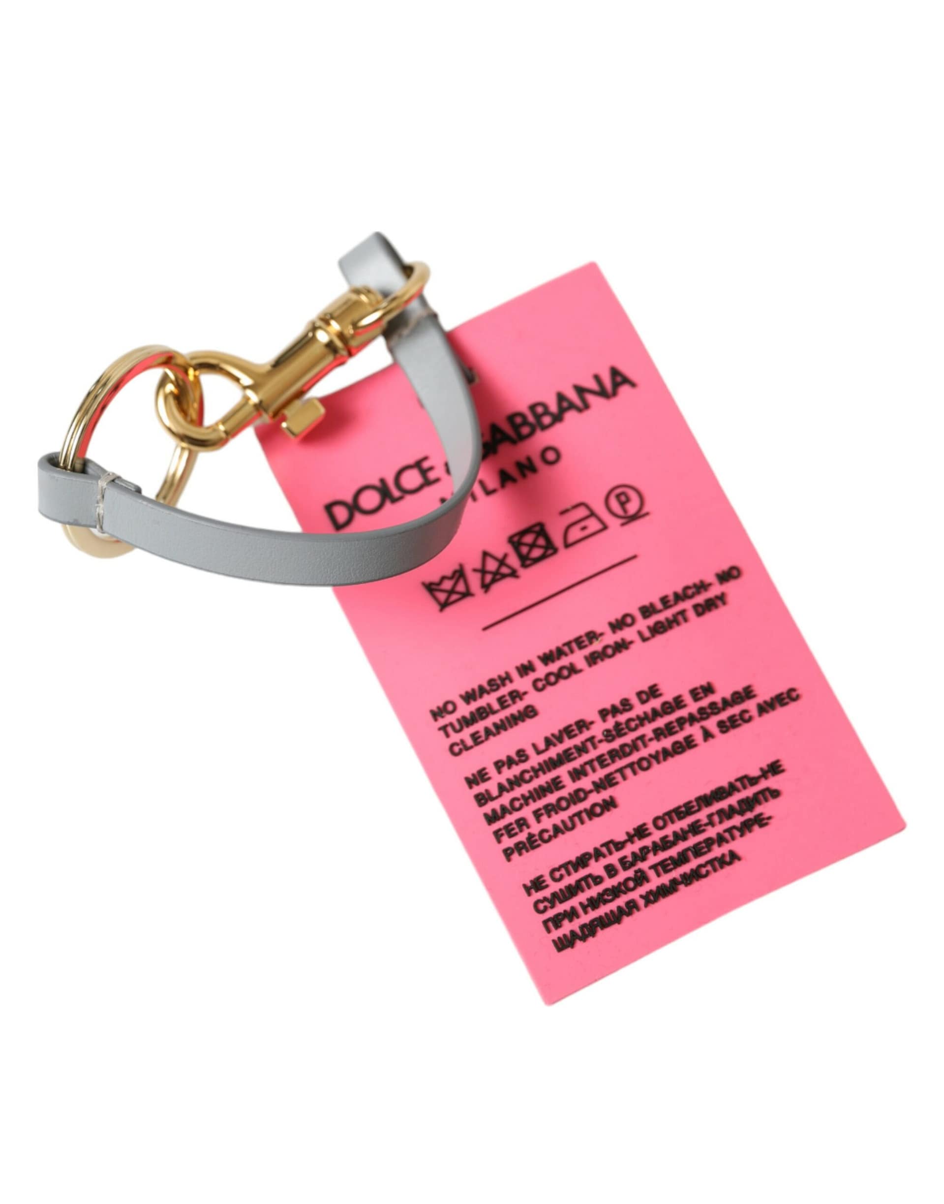 Dolce & Gabbana Pink Silicone DG Logo Gold Brass Keychain - Image 5