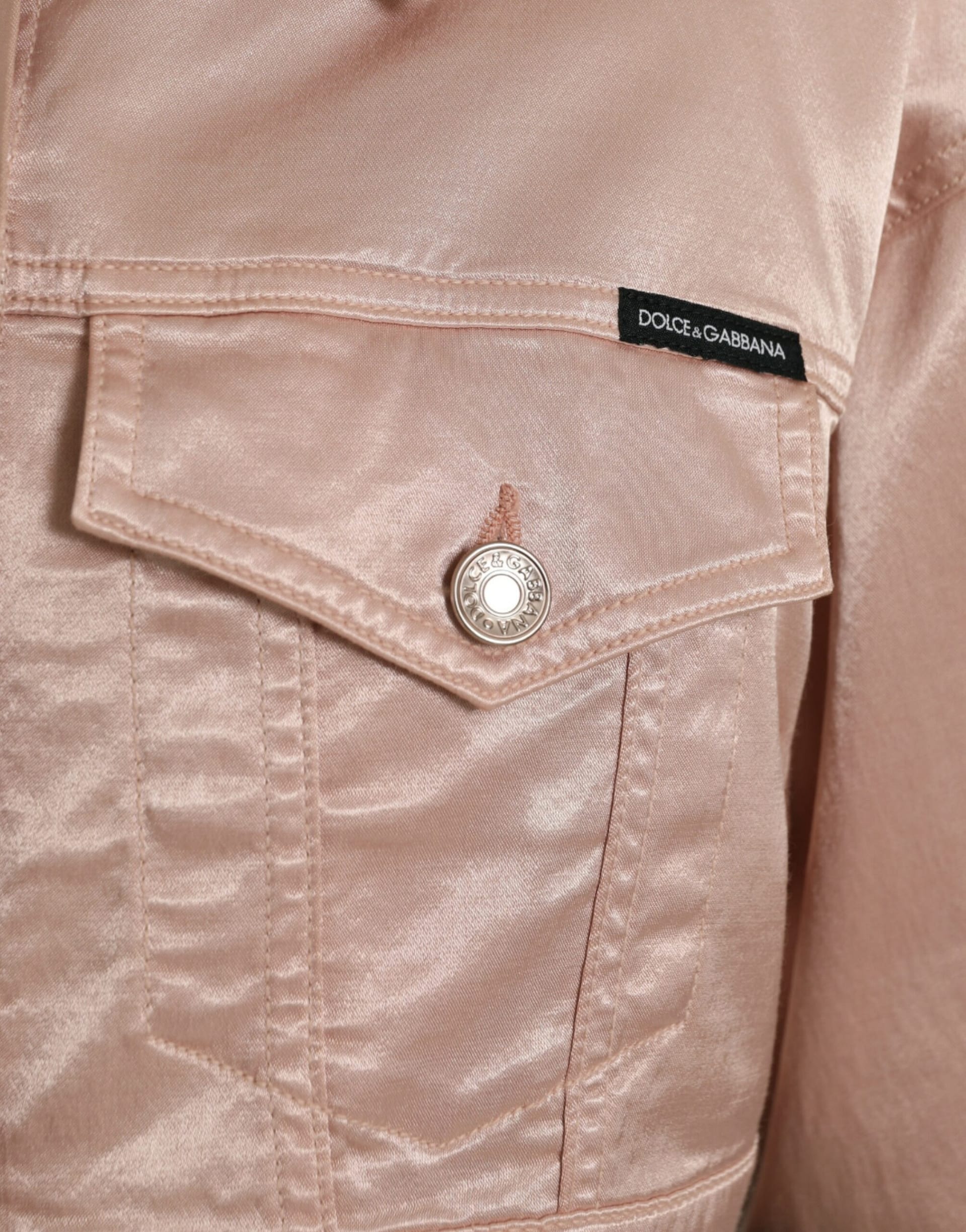 Dolce & Gabbana Pink Cotton Stretch Collared Cropped Jacket - Image 5