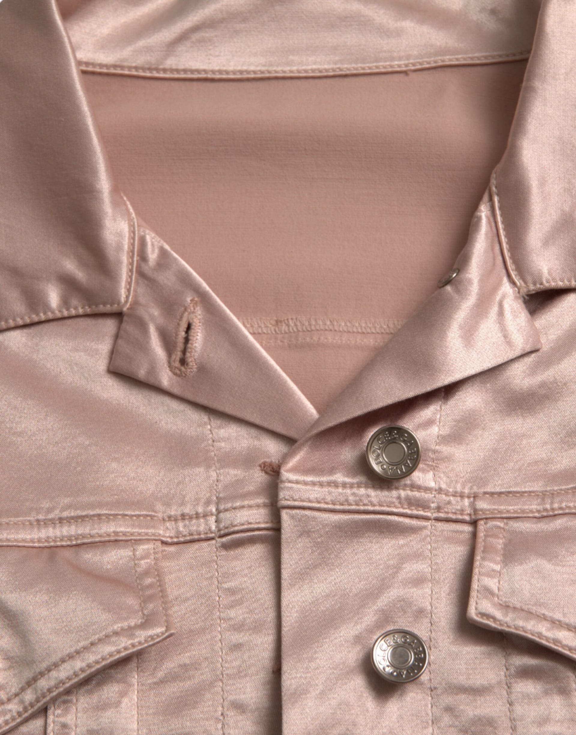 Dolce & Gabbana Pink Cotton Stretch Collared Cropped Jacket - Image 6