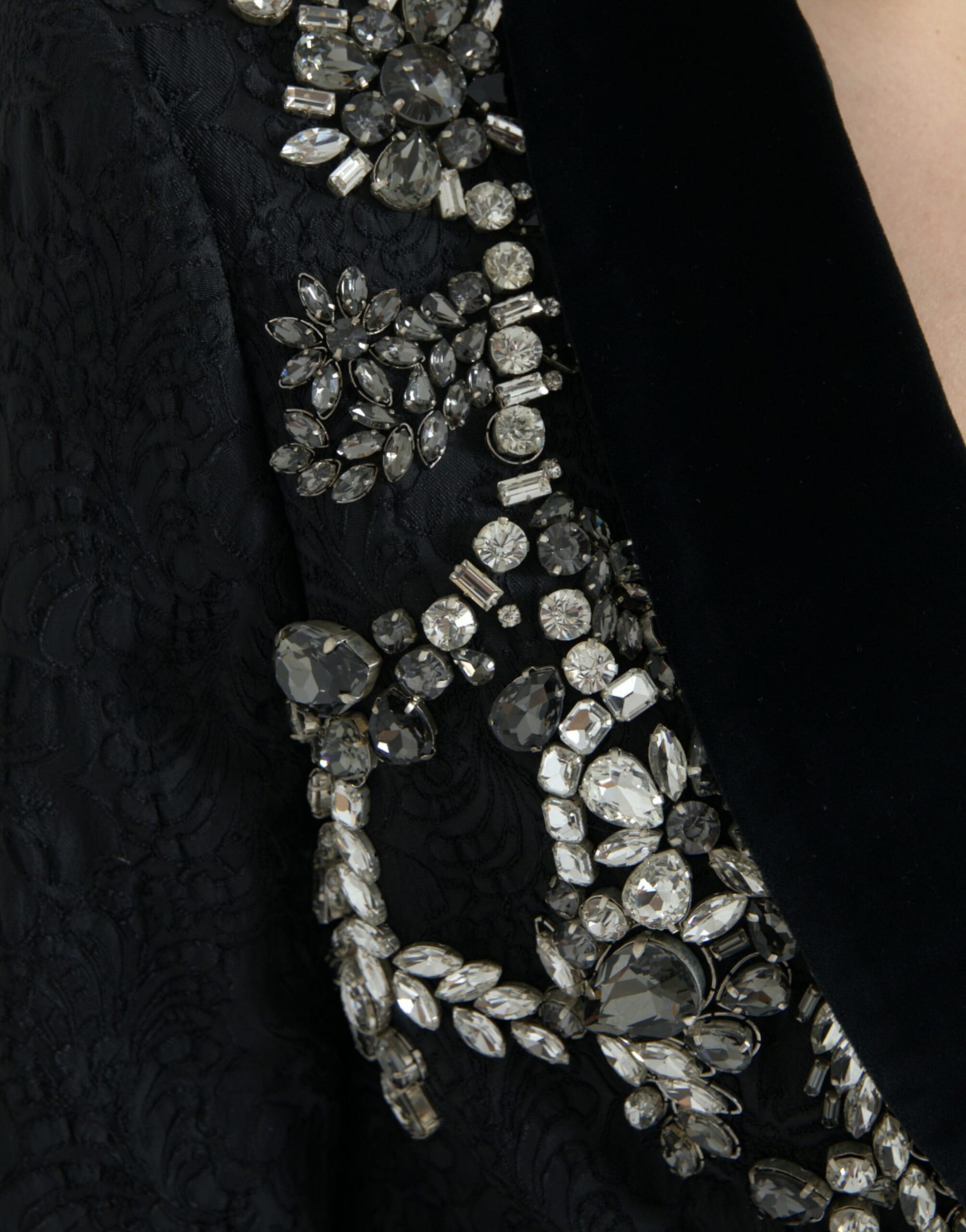 Dolce & Gabbana Black Crystal Embellished Overcoat Jacket - Image 5