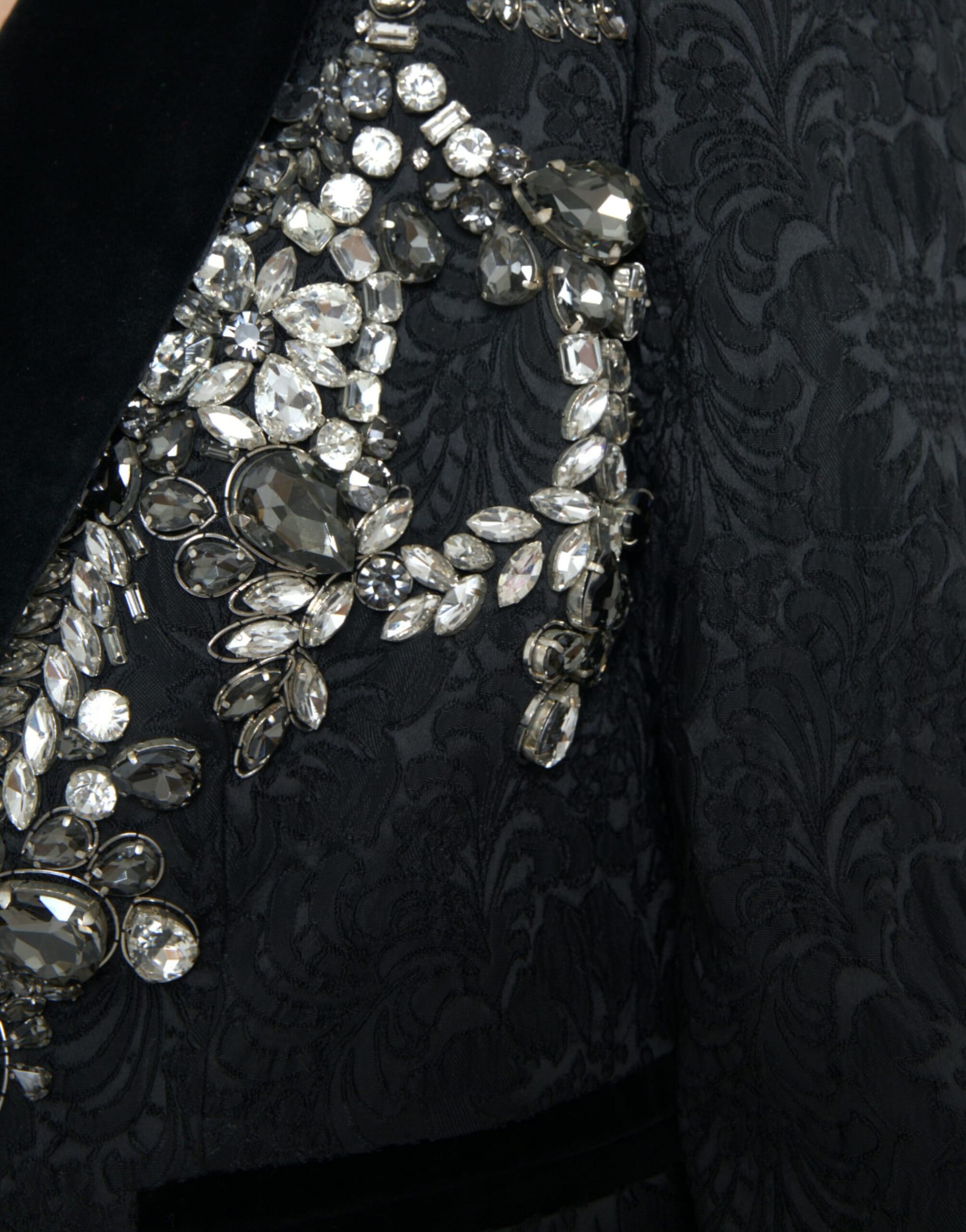 Dolce & Gabbana Black Crystal Embellished Overcoat Jacket - Image 6
