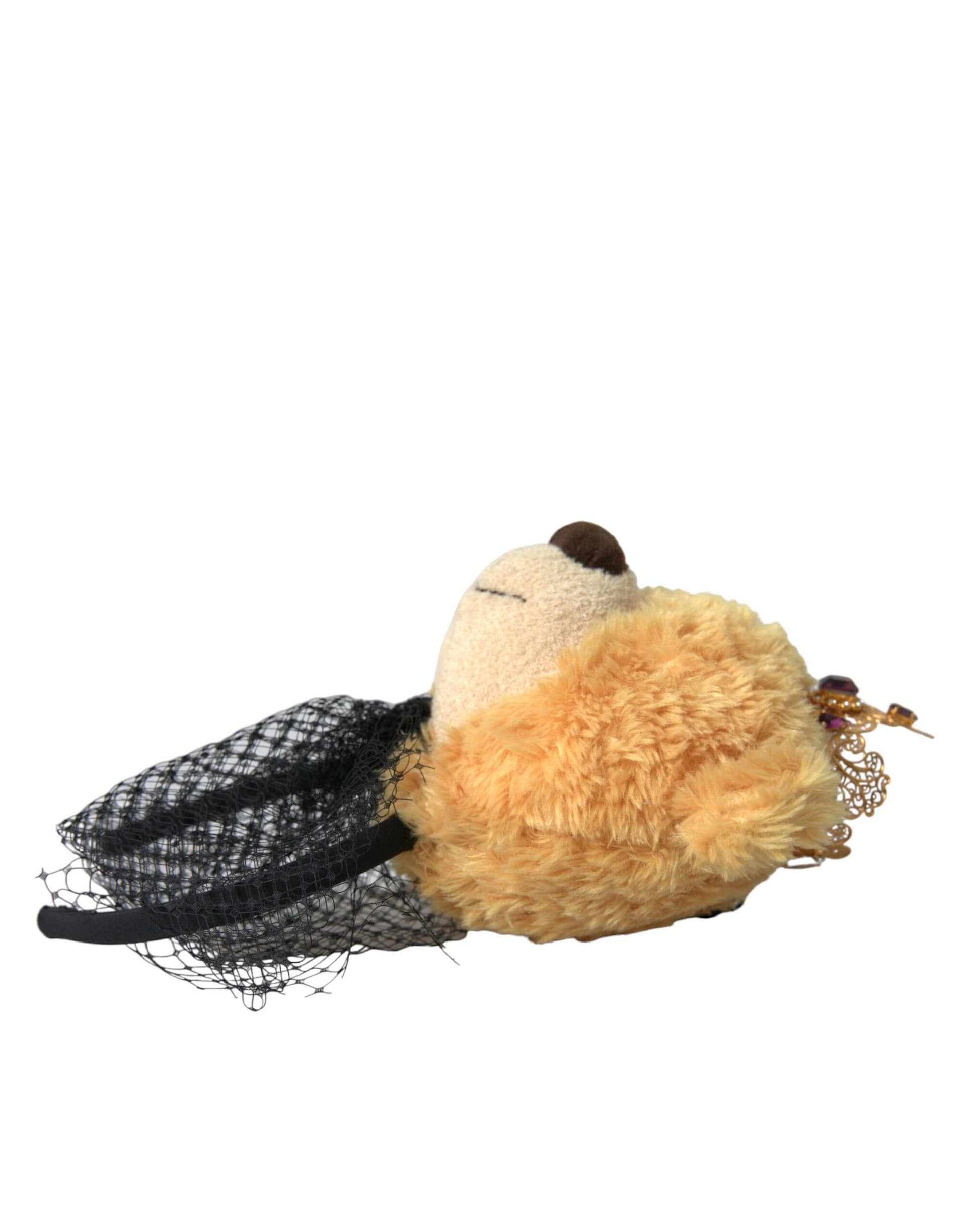 Dolce & Gabbana Brown Teddy Bear Gold Crystal Crown Hair Band Diadem - Image 4