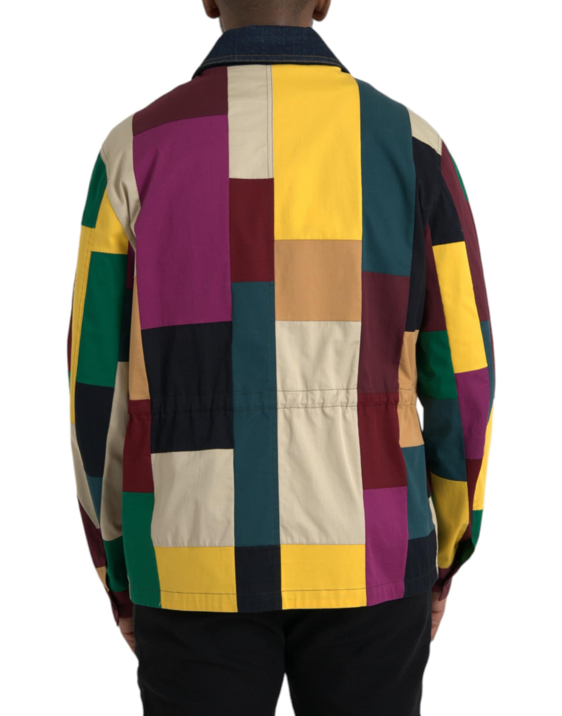 Dolce & Gabbana Multicolor Patchwork Cotton Collared Jacket - Image 3