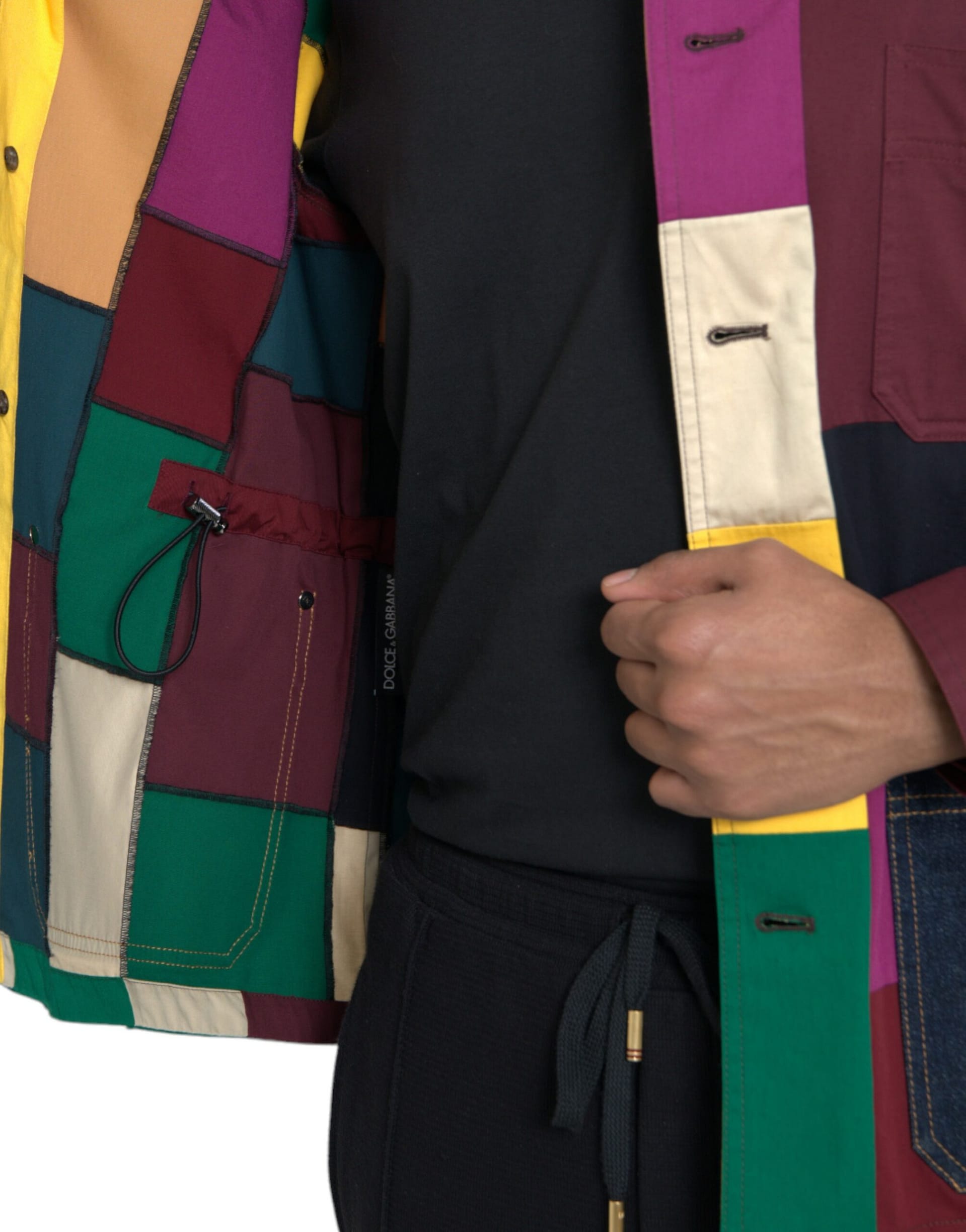 Dolce & Gabbana Multicolor Patchwork Cotton Collared Jacket - Image 7