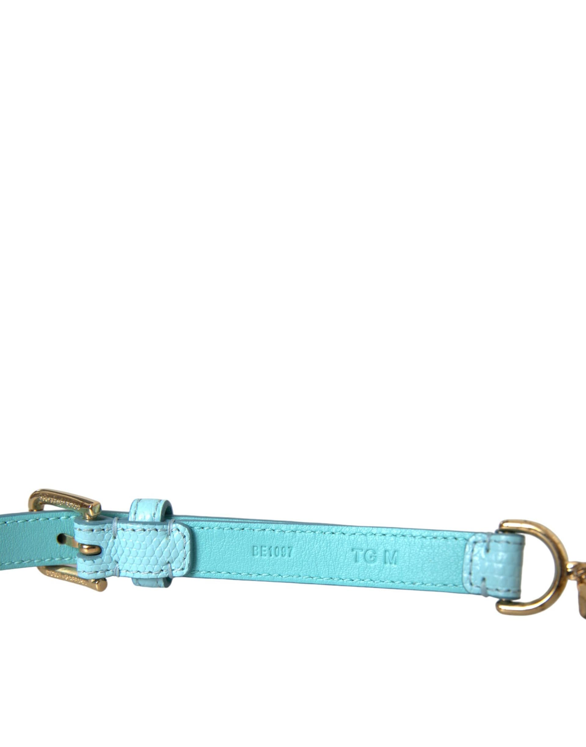 Dolce & Gabbana Light Blue Leather Crystal Chain Waist Belt - Image 5