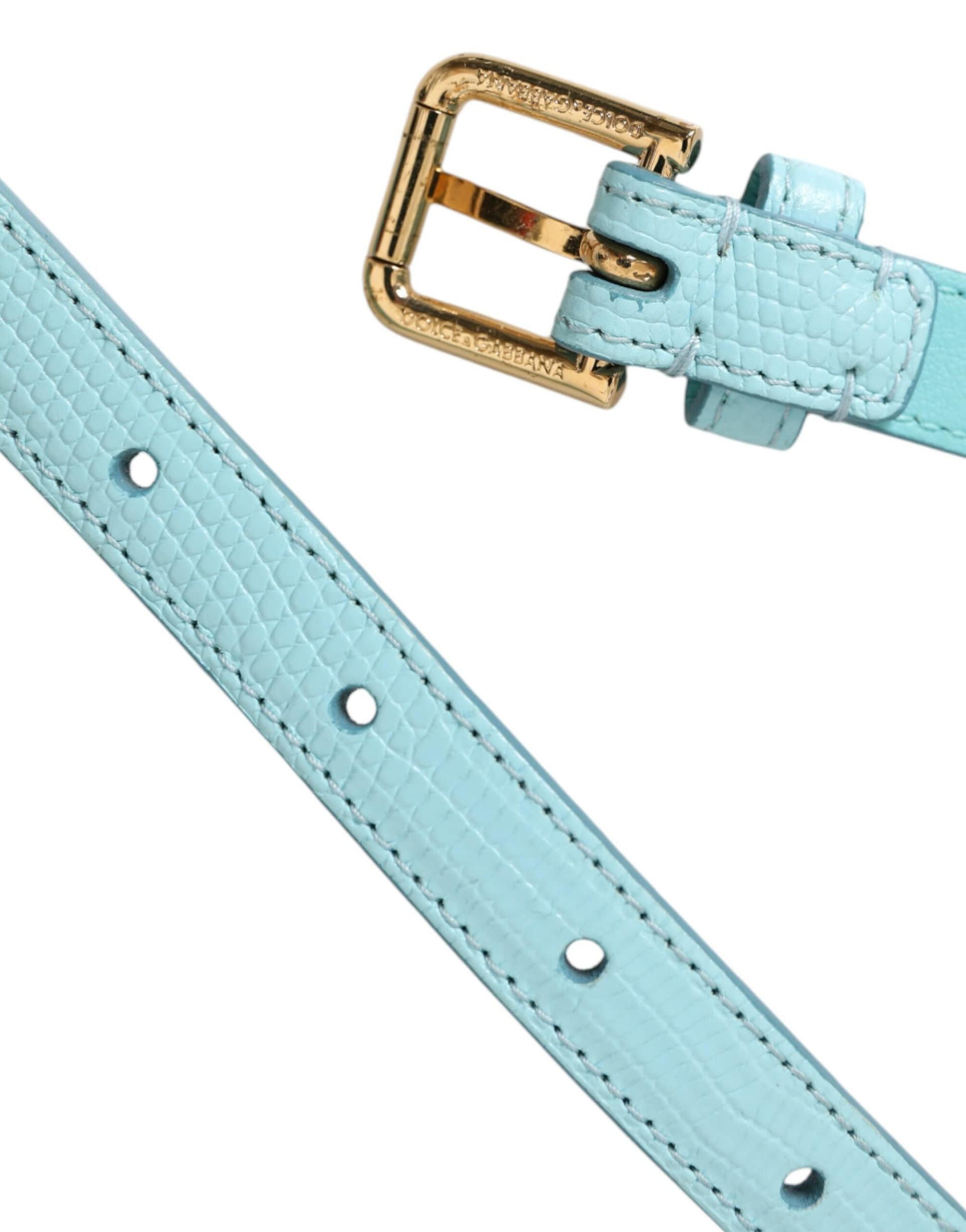 Dolce & Gabbana Light Blue Leather Crystal Chain Waist Belt - Image 6