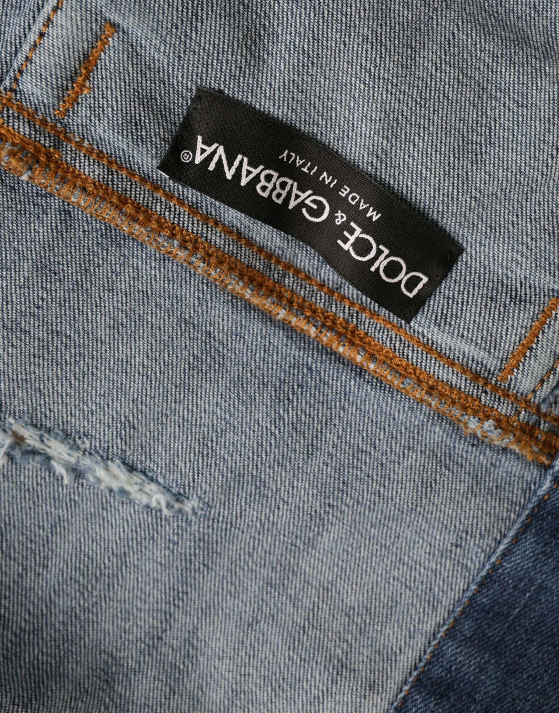 Dolce & Gabbana Green Cotton Tie Dye Cropped Cropped Denim Jacket - Image 8