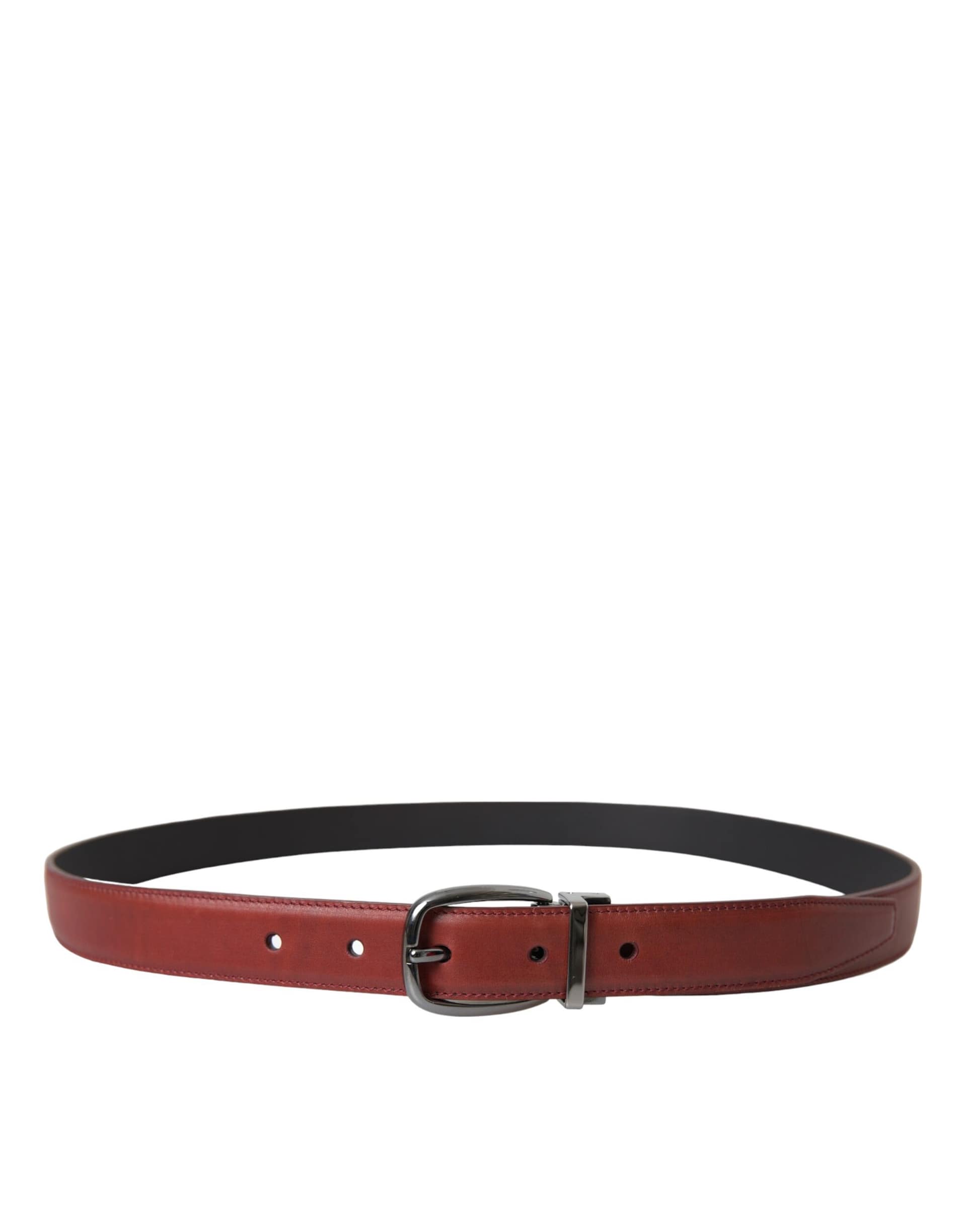 Dolce & Gabbana Brown Leather Silver Metal Buckle Belt Men - Image 2