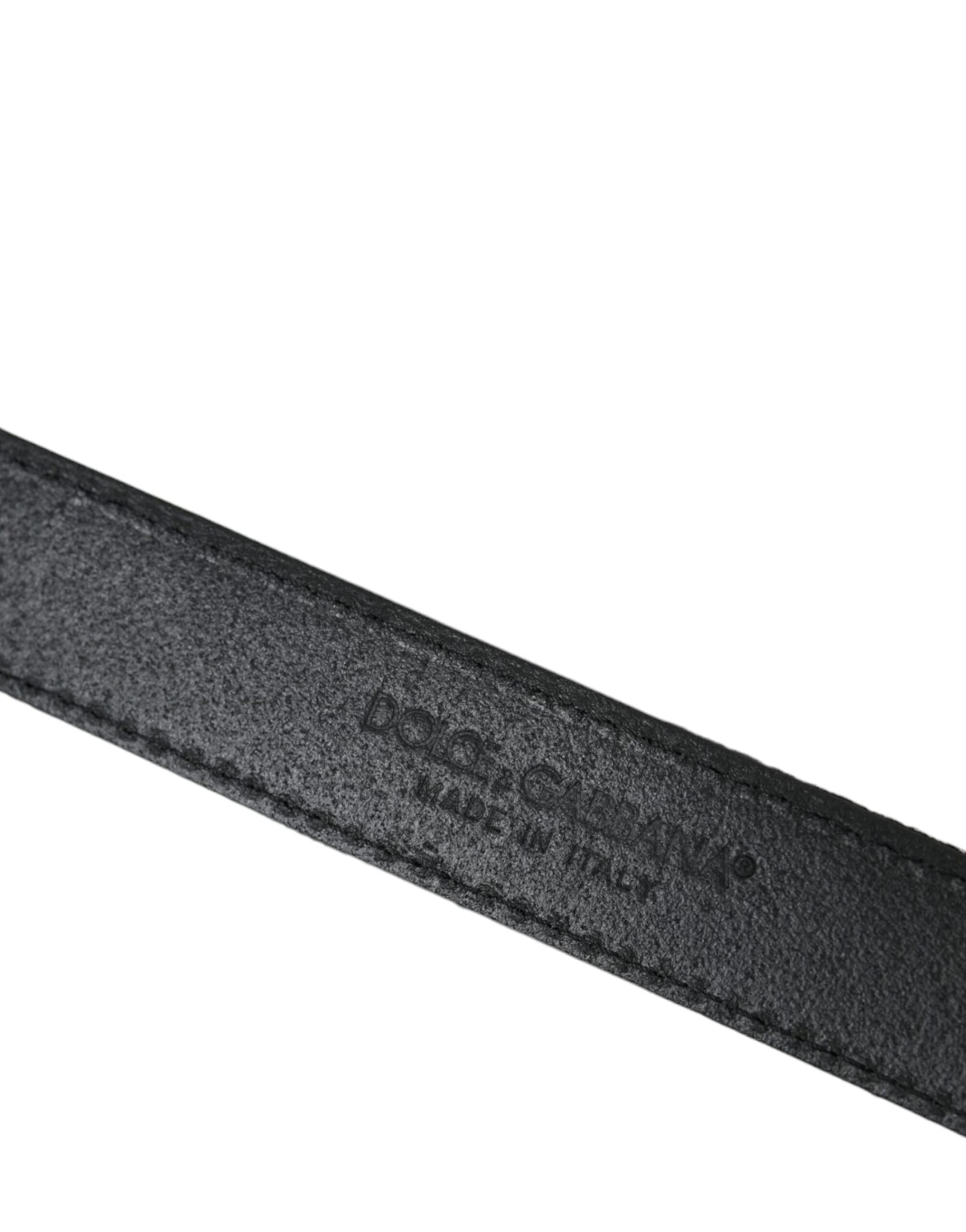 Dolce & Gabbana Black Jacquard Stripes Silver Metal Buckle Belt - Image 4