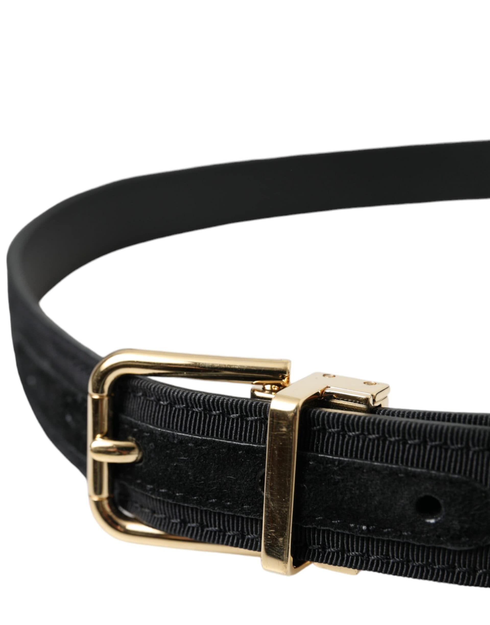 Dolce & Gabbana Black Gros Grain Gold Metal Buckle Belt Men - Image 3