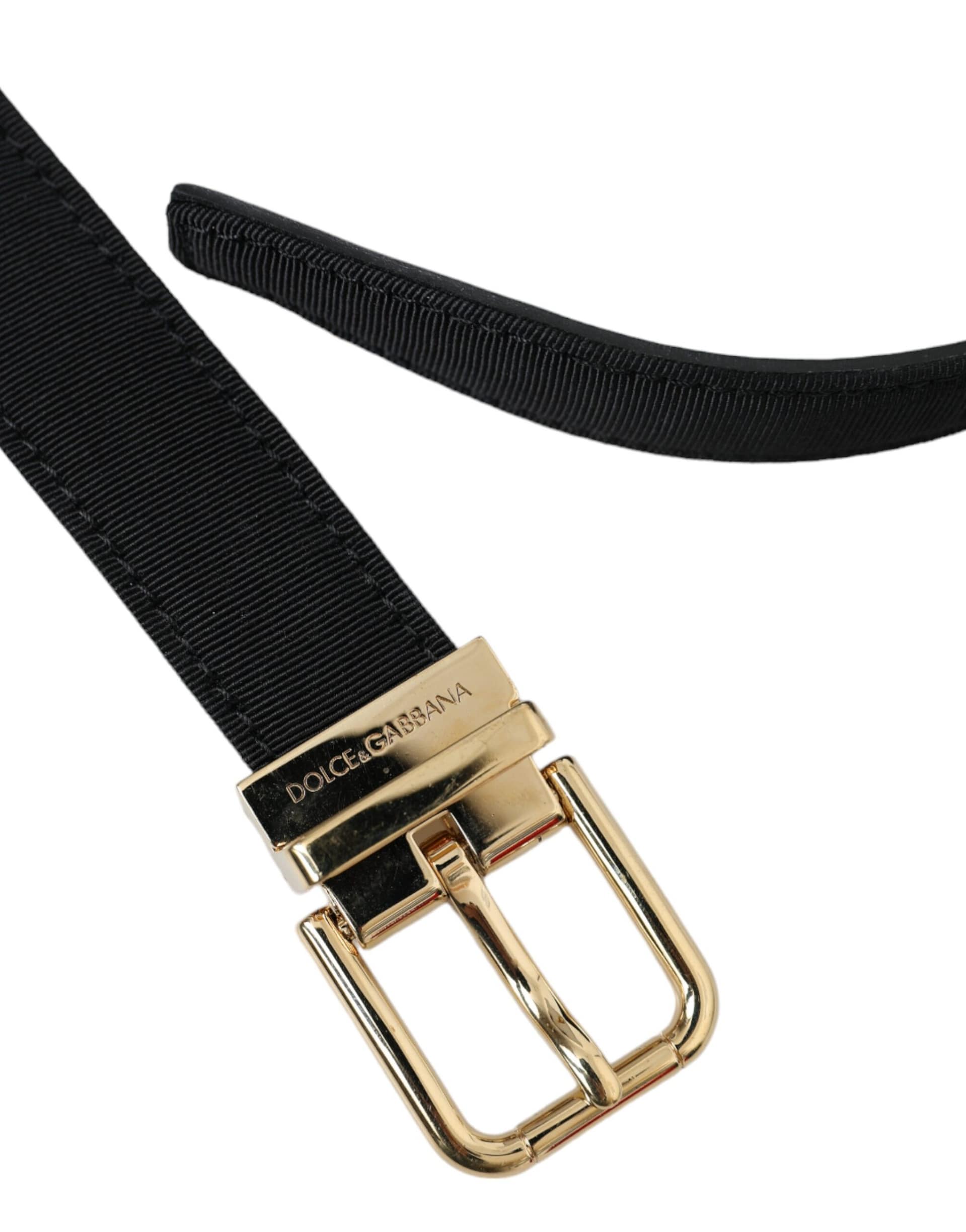Dolce & Gabbana Black Gros Grain Gold Metal Buckle Belt Men - Image 4