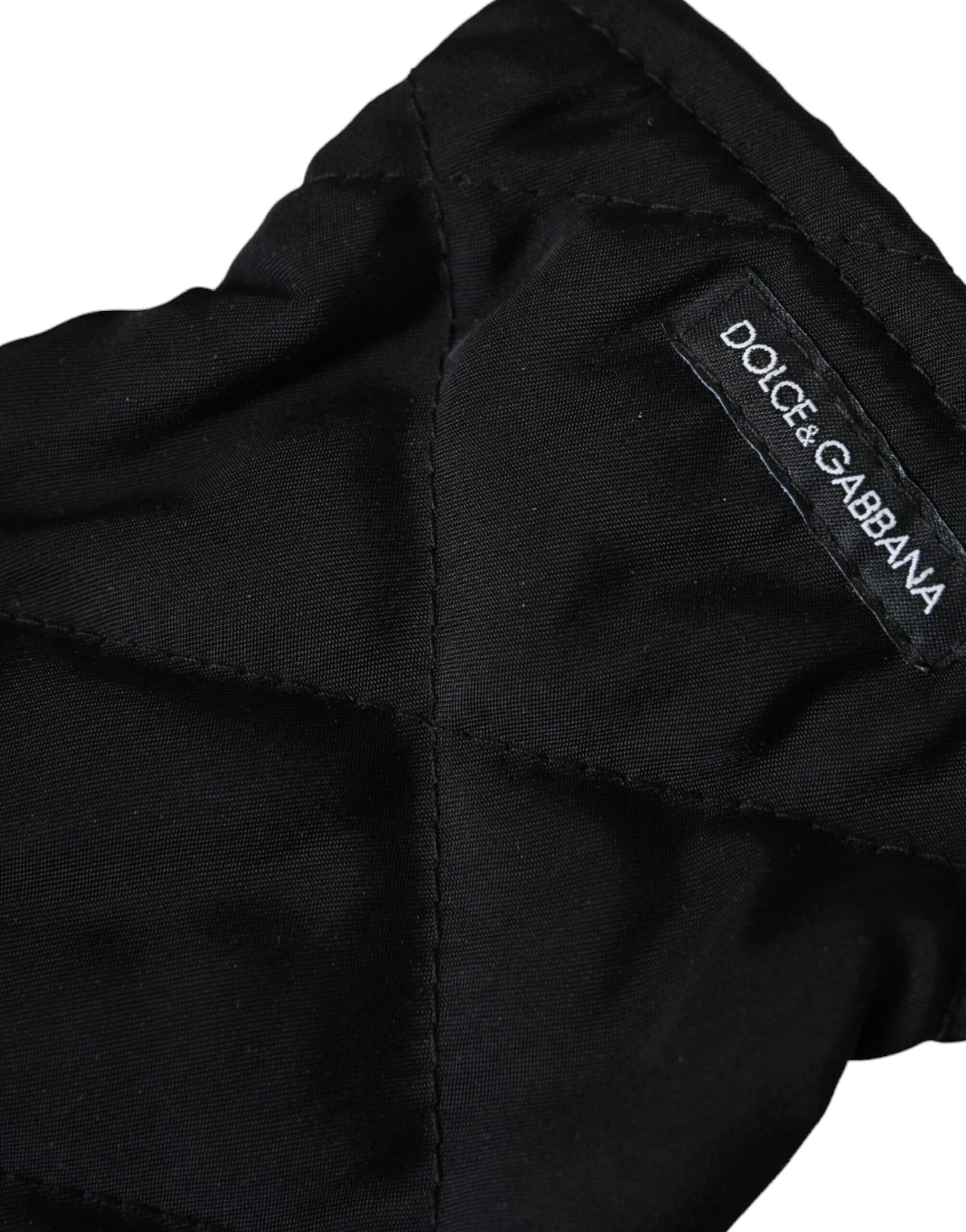 Dolce & Gabbana Black Quilted Nylon Wrist Length Mitten Gloves - Image 3