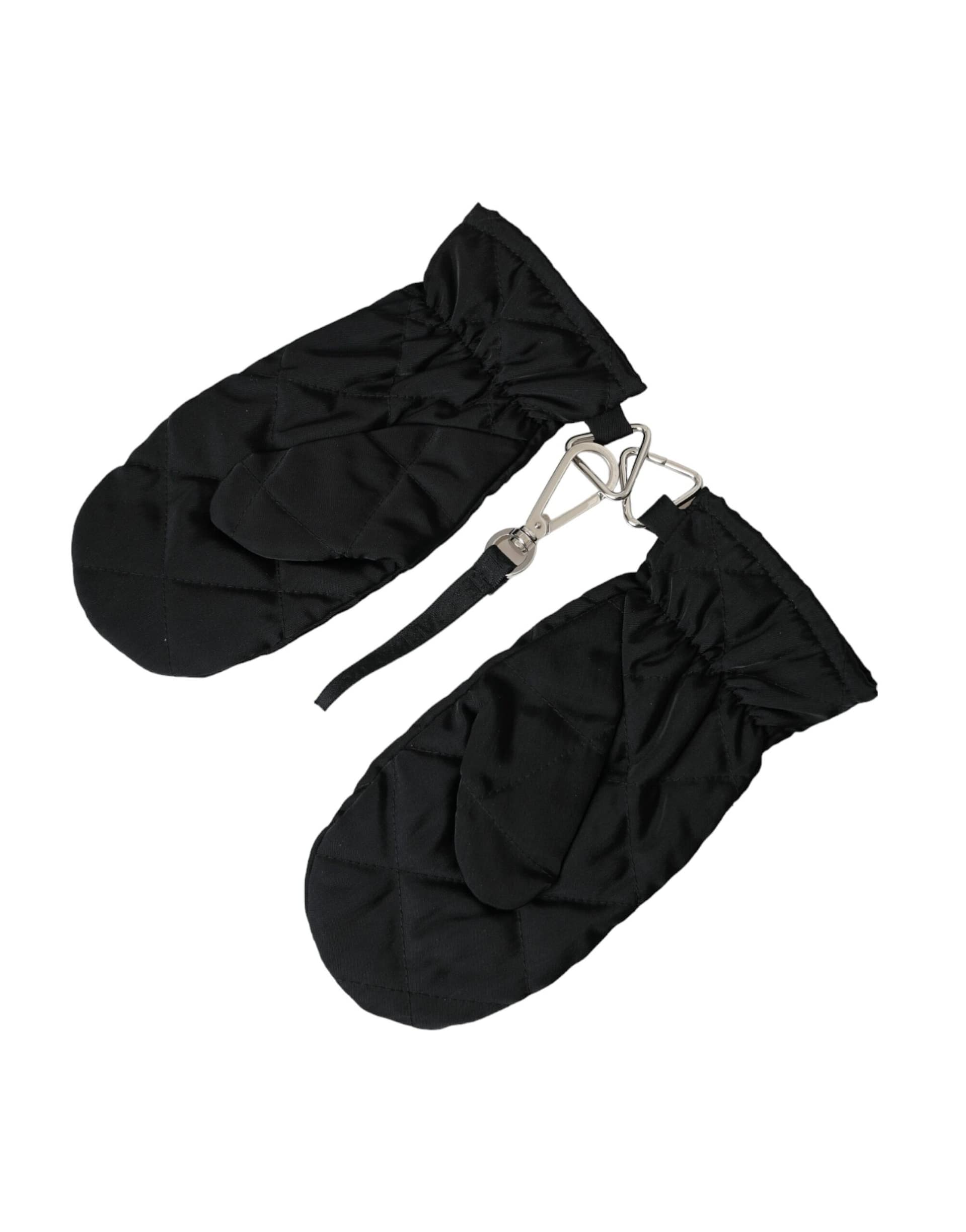 Dolce & Gabbana Black Quilted Nylon Wrist Length Mitten Gloves - Image 4