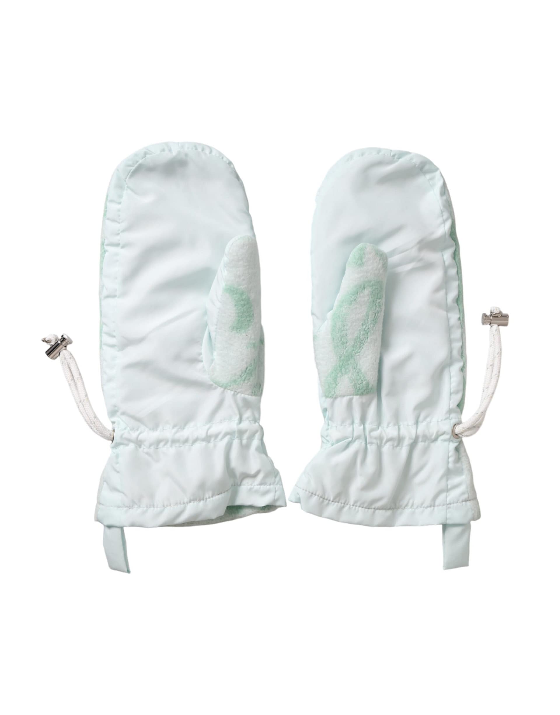Dolce & Gabbana White Nylon Fleece Wrist Length Mitten Gloves - Image 2