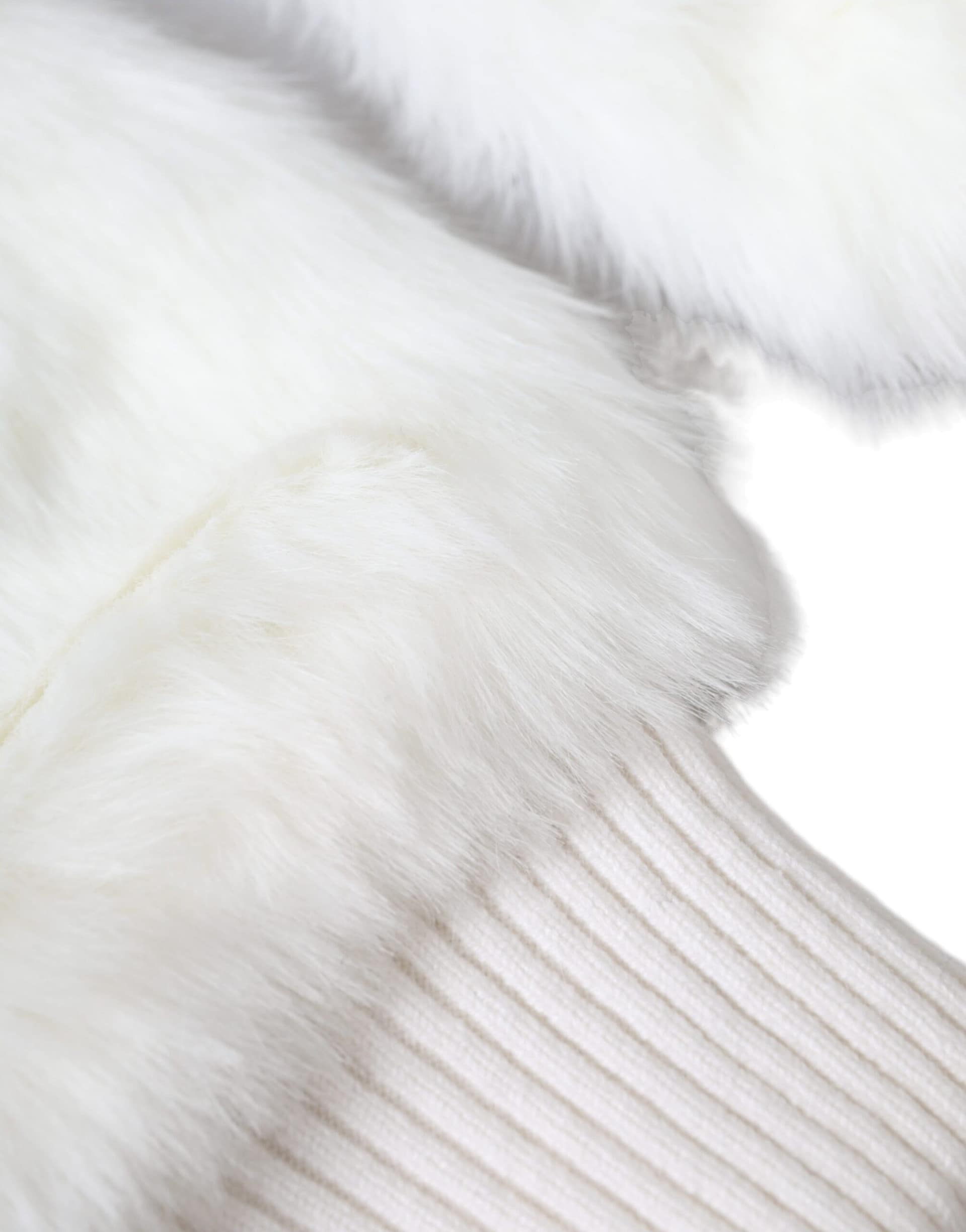 Dolce & Gabbana White Acrylic Knitted Fur Wrist Mitten Gloves - Image 4