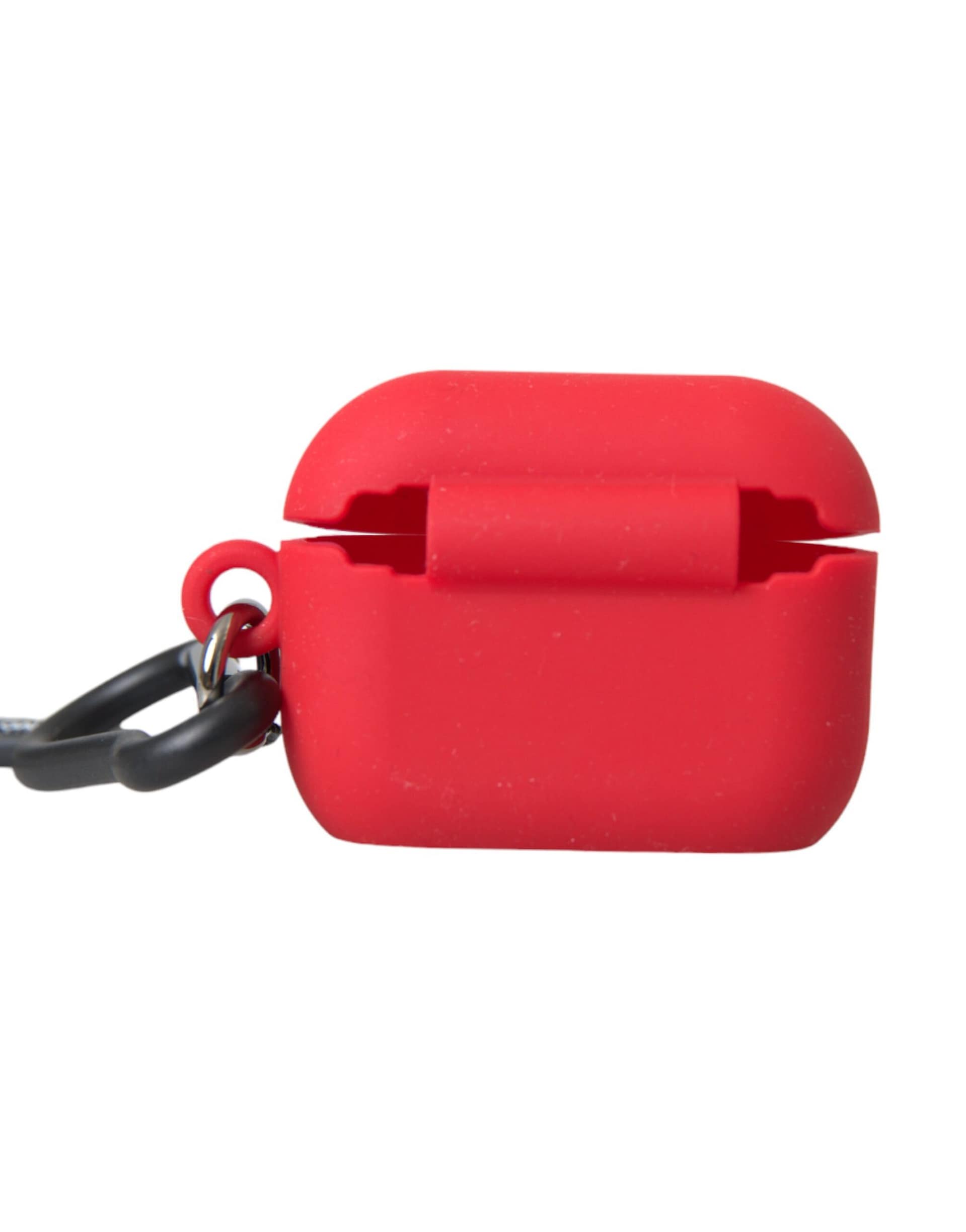 Dolce & Gabbana Red Silicone Rubber Logo Embossed Airpods Case - Image 4